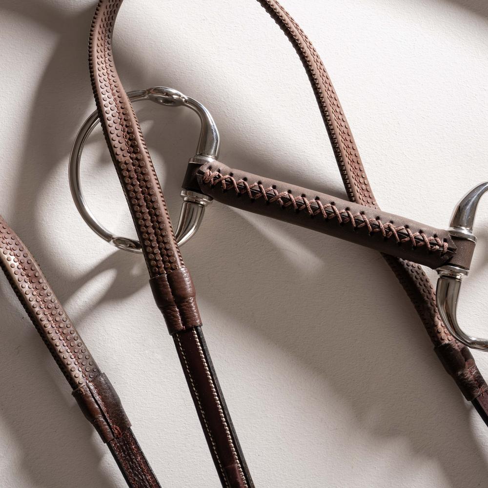 Leder-Gagtrense mit Olivenkopf-Ringen