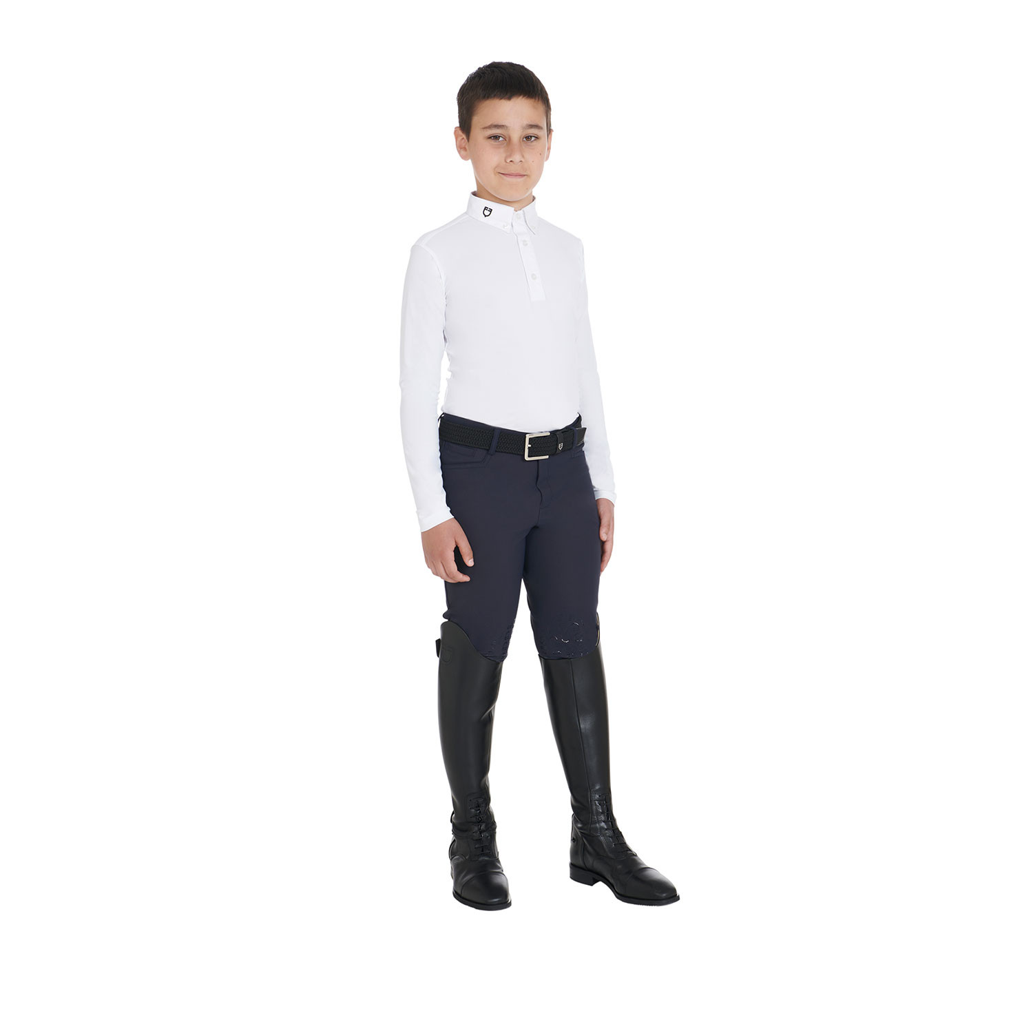 Schmal geschnittenes Turnierpoloshirt mit drei Knöpfen für Jungen