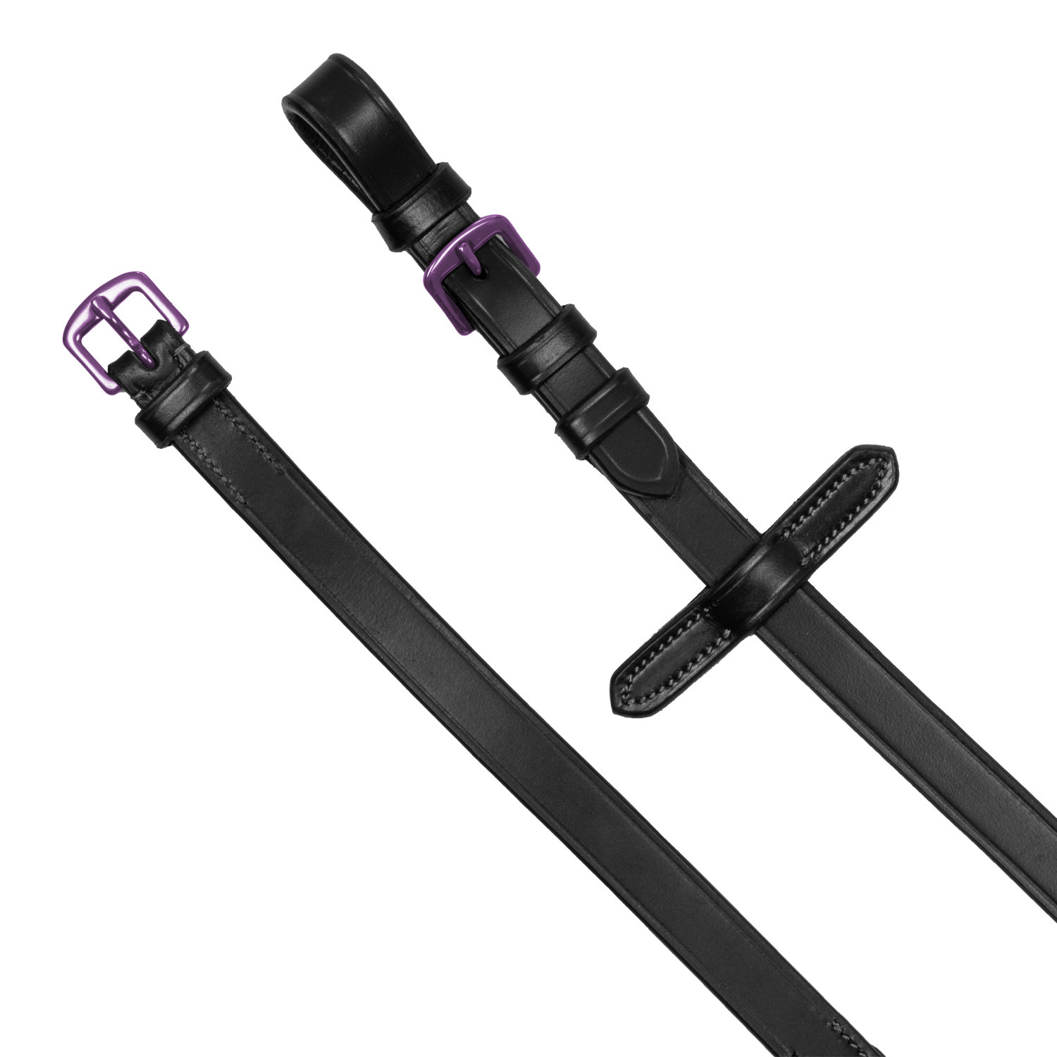 Leder-Gummi-Zügel violette Beschläge