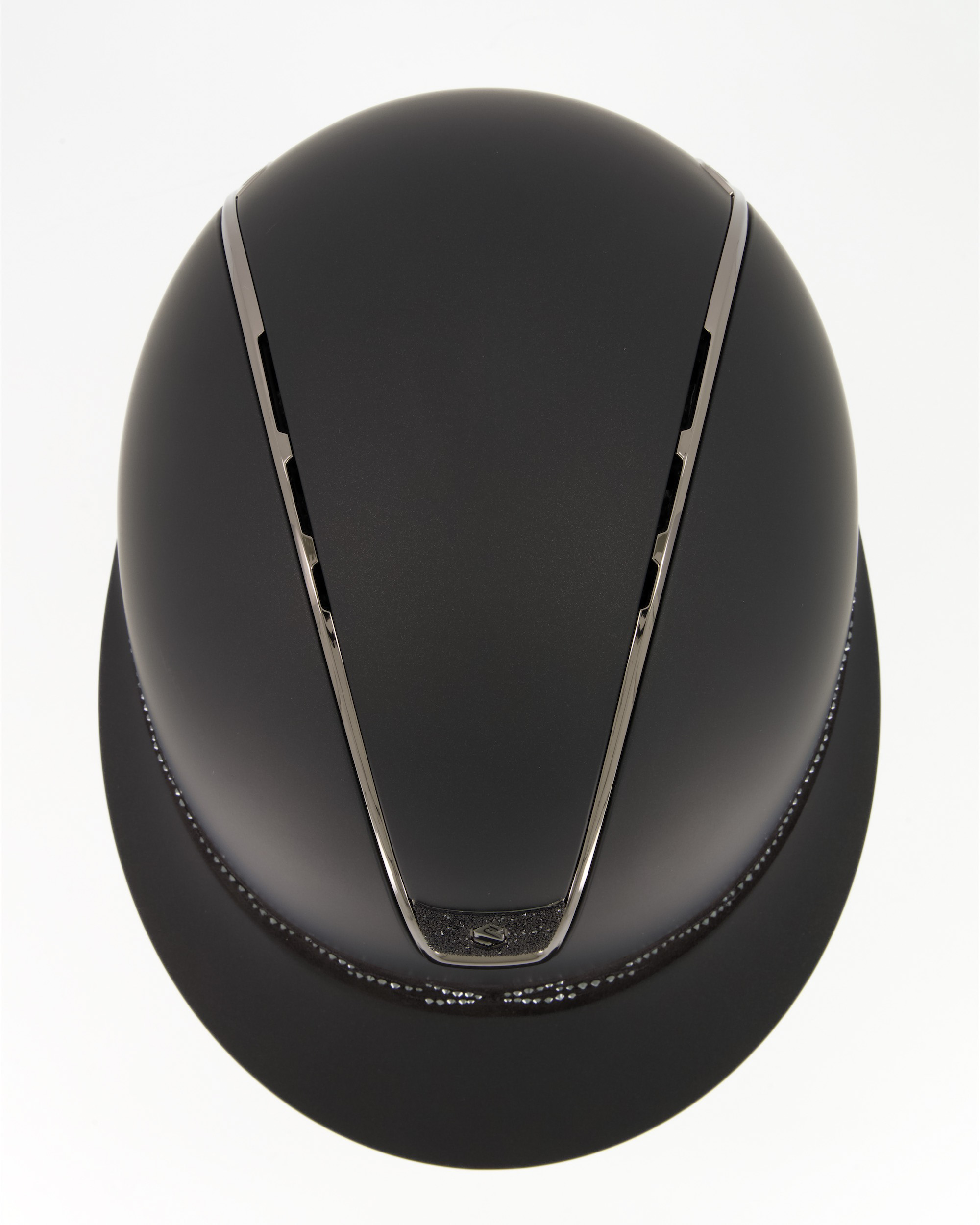 Reithelm Miss Shield 2.0 Shadowmatt Black, Top Shadowmatt Black, Frontalband Flower Swarovski Black,Trim Chrome Black, Blason Crystal Fabric Black in schwarz