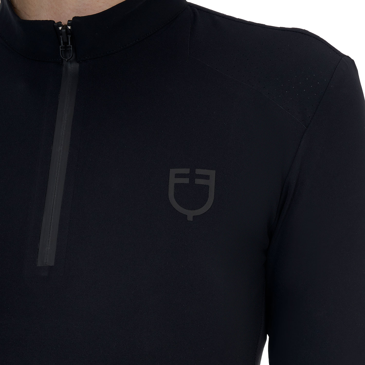 Damen-Trainingspoloshirt mit langen Ärmeln und Reißverschluss