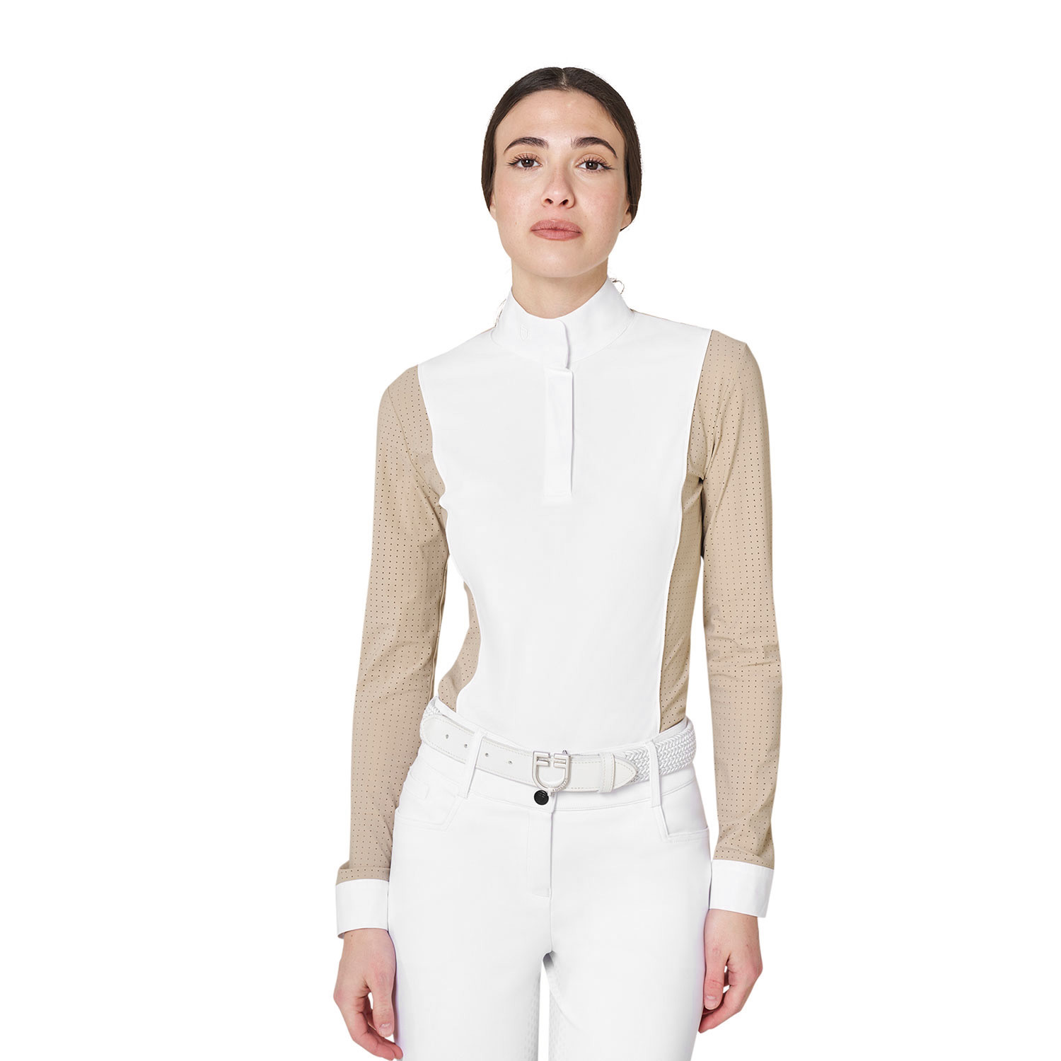 Perforiertes langärmliges Damen-Turnierpolo