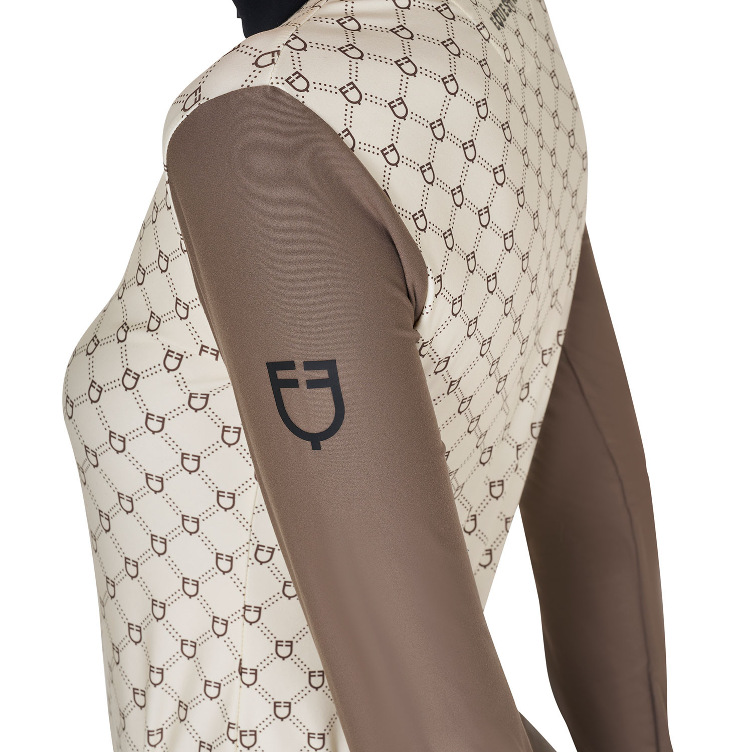 Langarm-Trainingspoloshirt für Damen mit Monogramm-Print