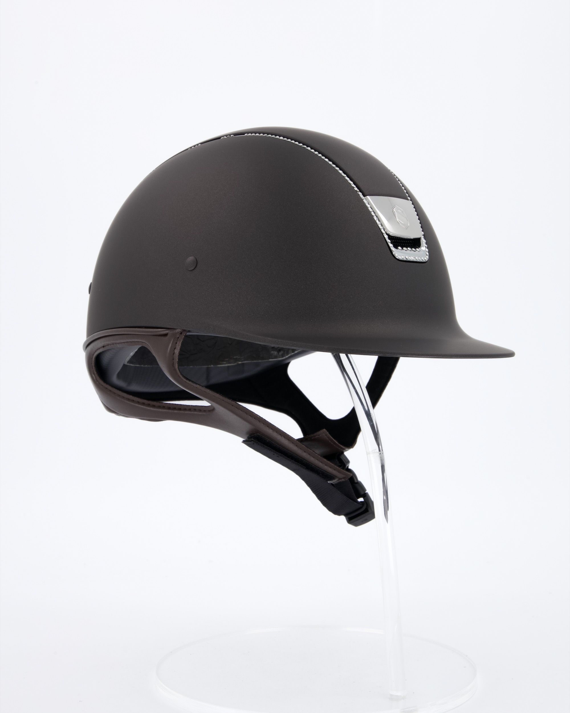 Riding helmet Shadowmatt Chrome with 255 Swarovski in brown