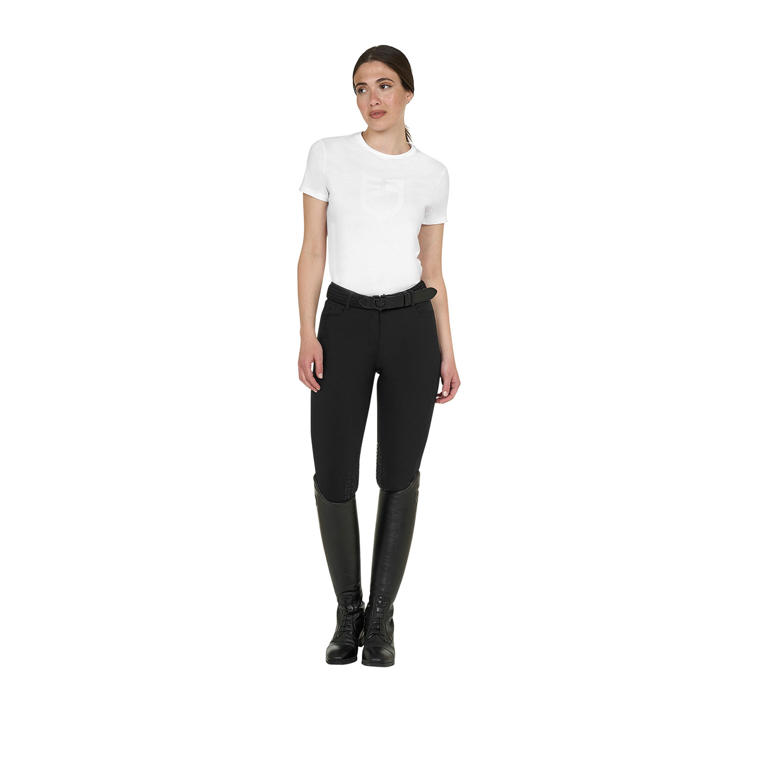 Basic T-Shirt mit tonalem Glanzlogo