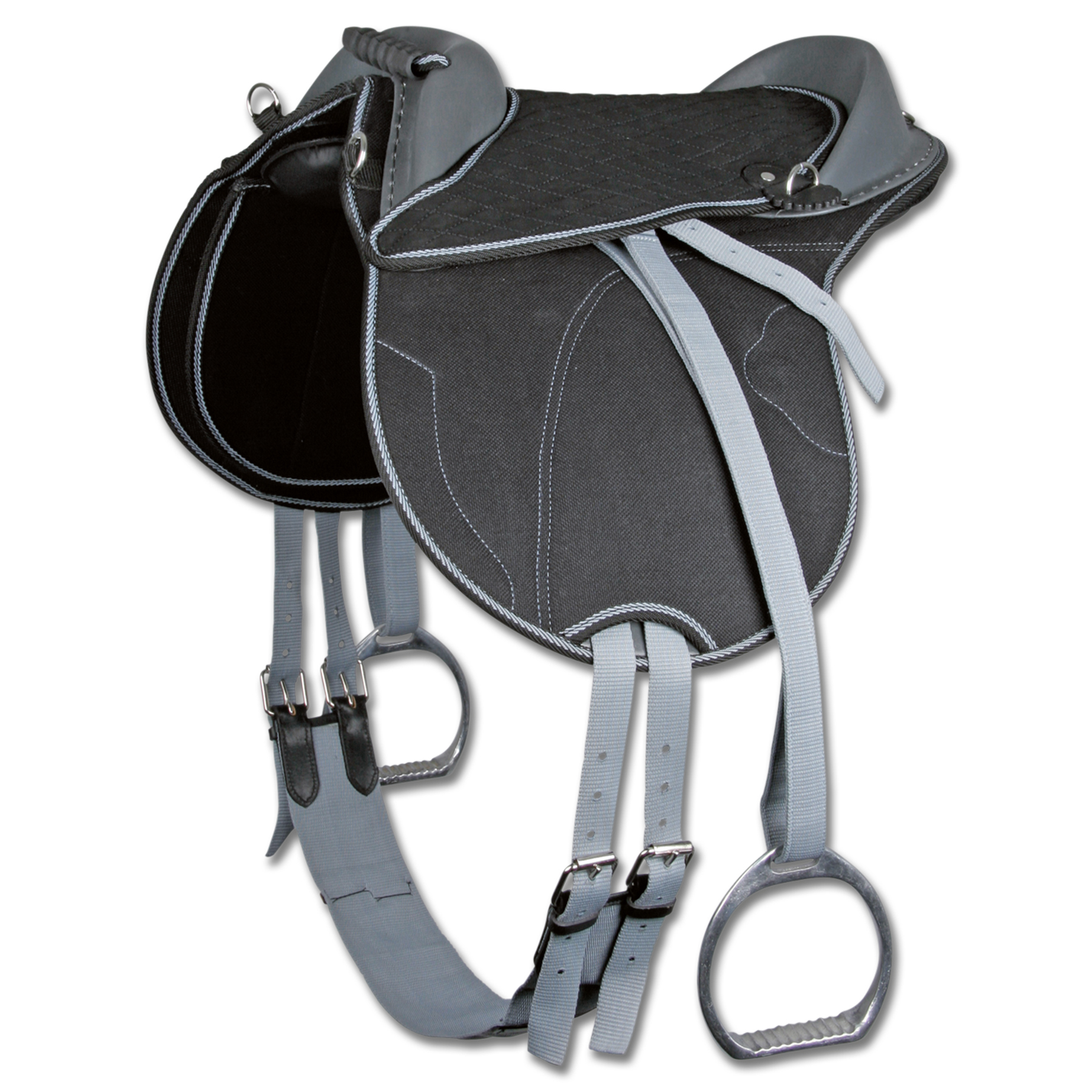 Coussin d’équitation pour enfant, noir-gris