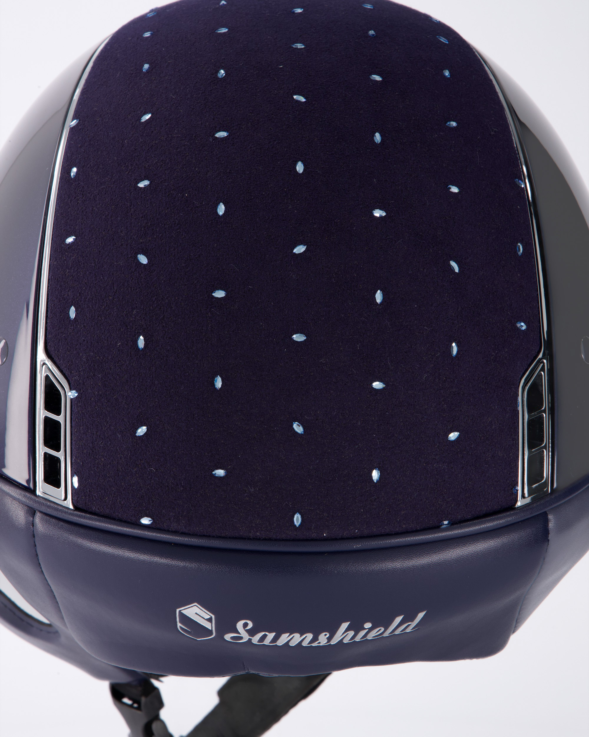 Miss Shield Shadowglossy, Top u. Frontal Band Crystal Comet Light Aquamarine, Trim Chrome Silver, Blason Chrome Silver in blau