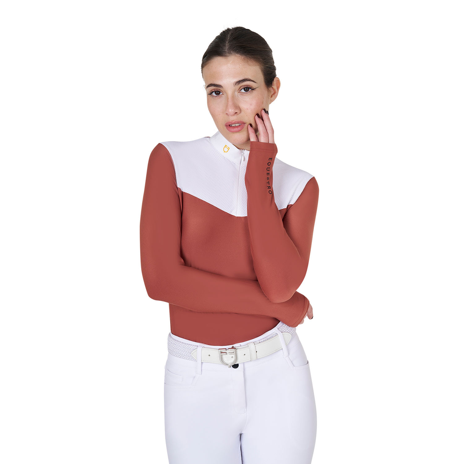 Turnier-Poloshirt für Damen aus technischem Stoff und Mesh