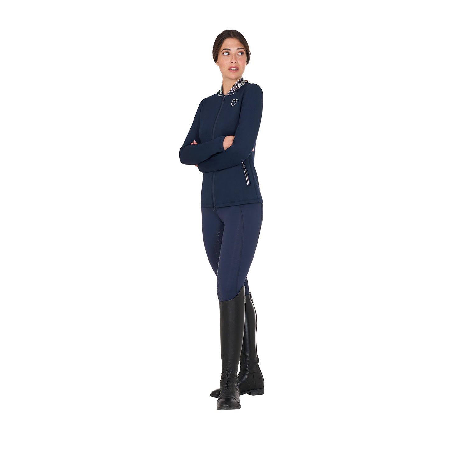 Taillierte Damen-Leggings mit Strasssteinen