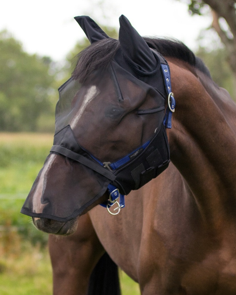 Fliegenmaske mit abnehmbarem Nasenschutz