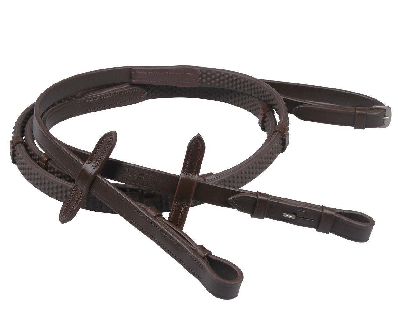 Soft rubber reins with stops