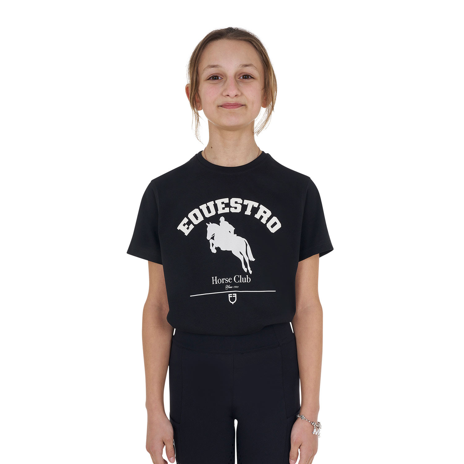 Baumwoll-T-Shirt Jumping Horse Club für Mädchen