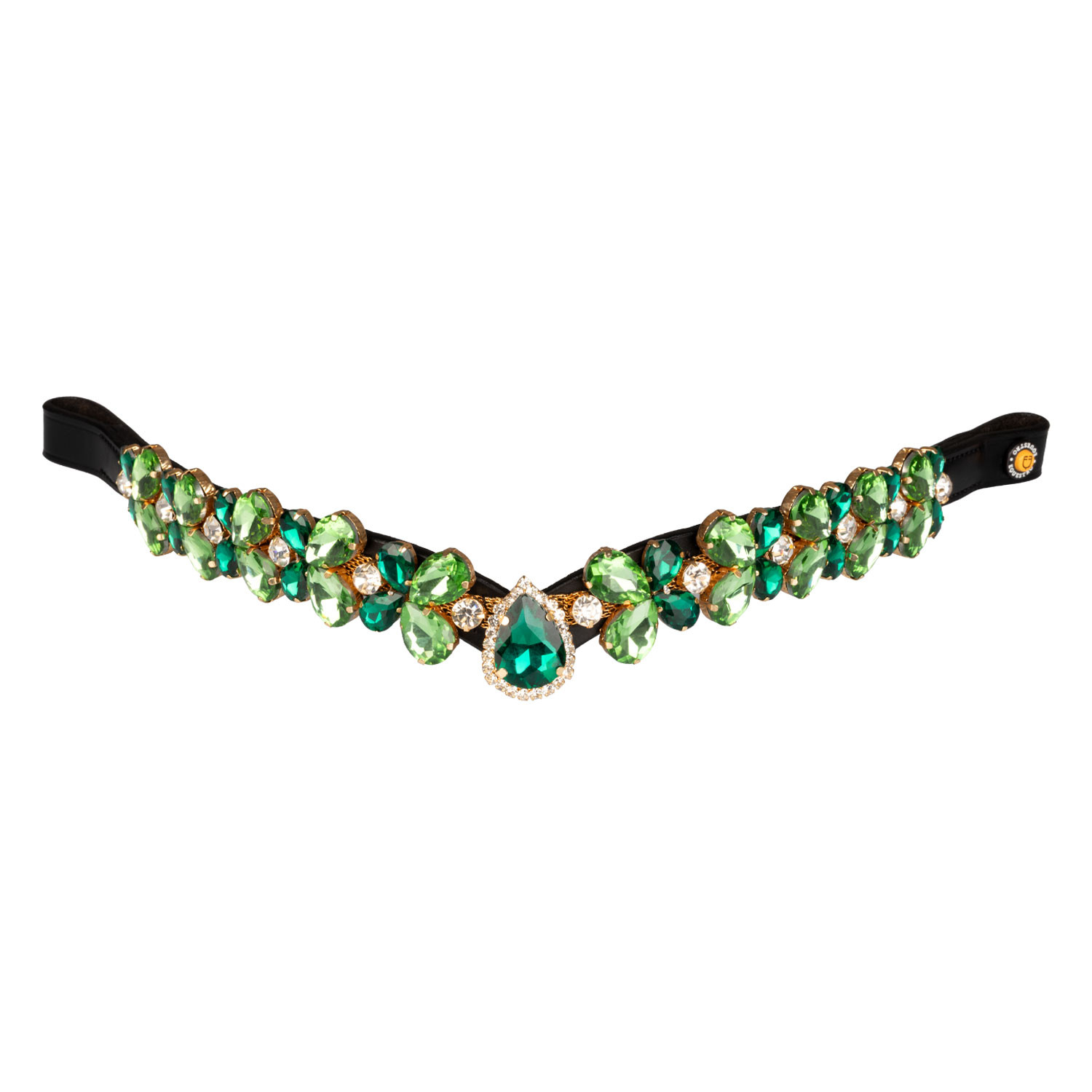 Stirnriemen Green Ray Crystal aus Leder