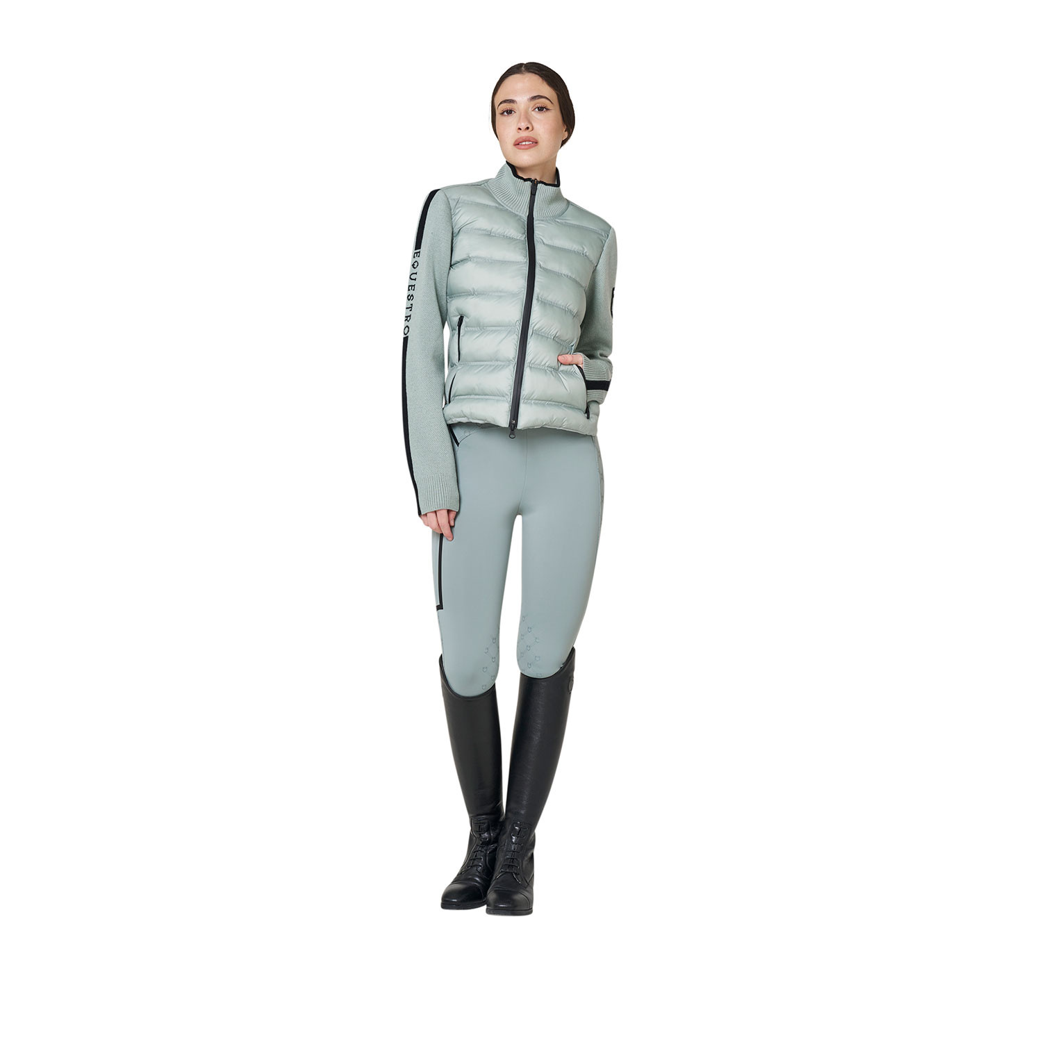 Damenjacke aus Nylon und Strick mit Reißverschluss