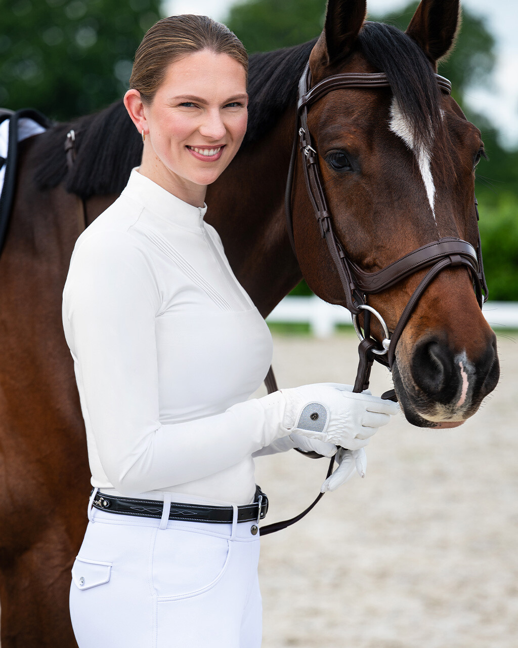 Turniershirt lange Ärmel Vaila in weiß