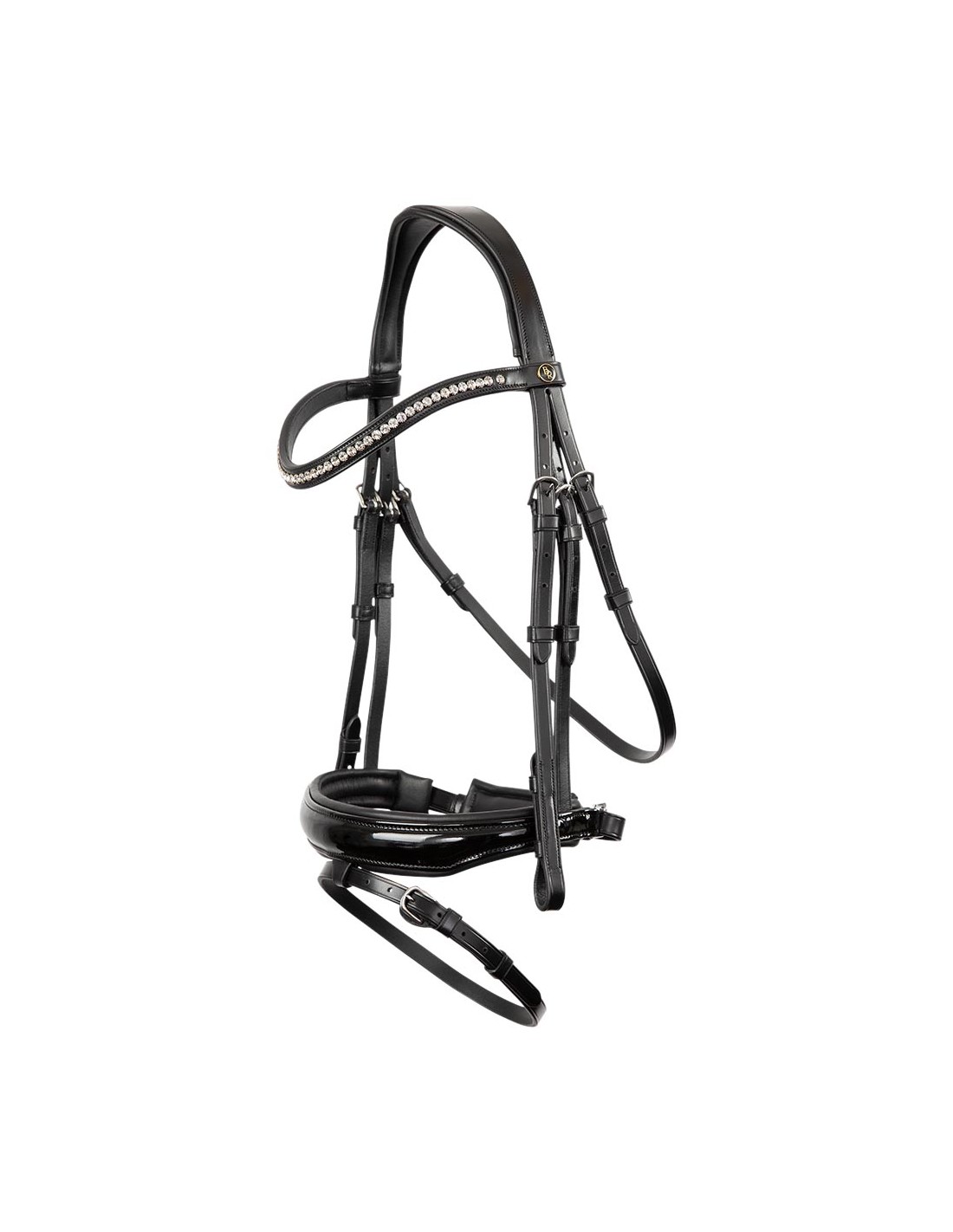 Trensenzaum Ipswich Lackleder anatomisch in schwarz/silber