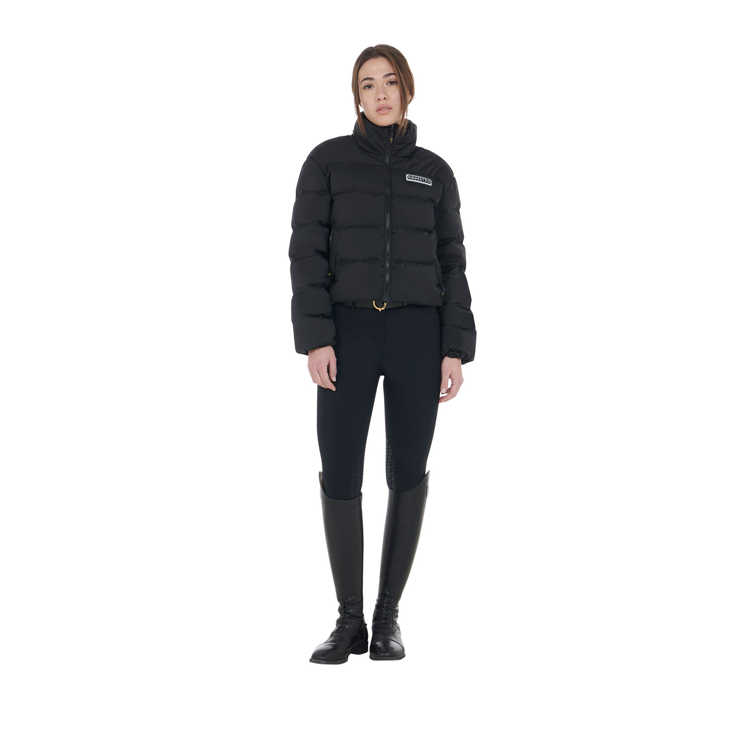 Kurze Damen-Daunenjacke aus Stretchmaterial