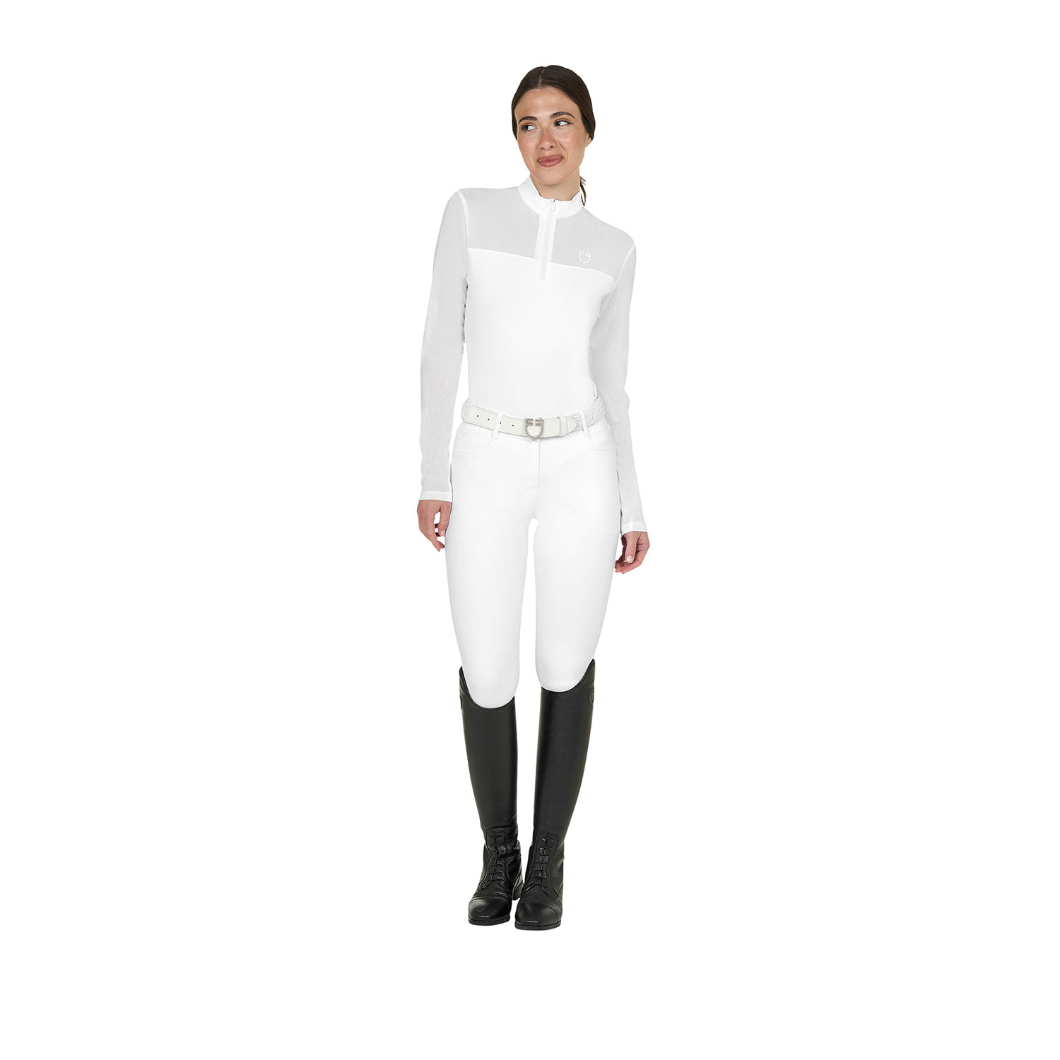 Langarm-Turnierpolo für Damen mit Micro-Mesh-Einsätzen