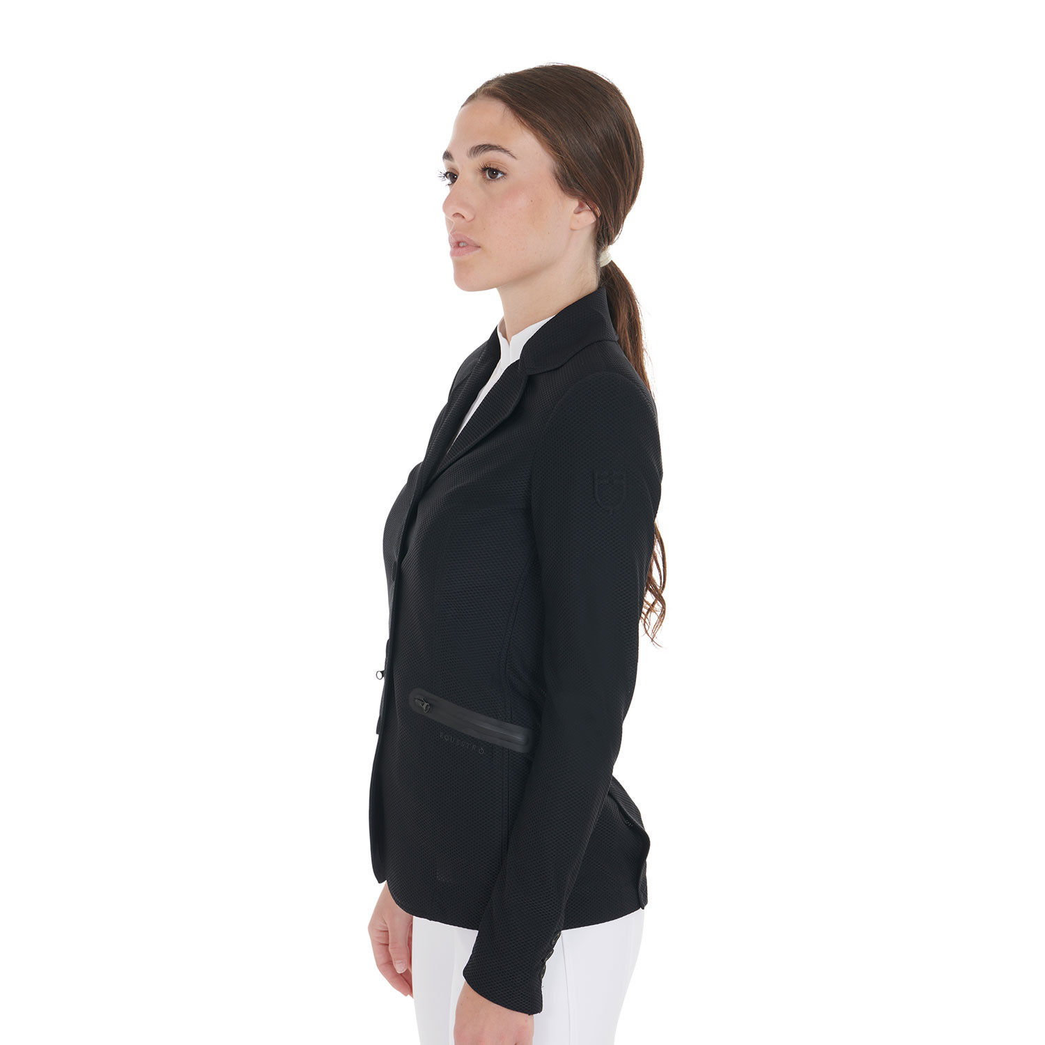 Turnierjacket für Damen mit vier Knöpfen aus perforiertem Stoff