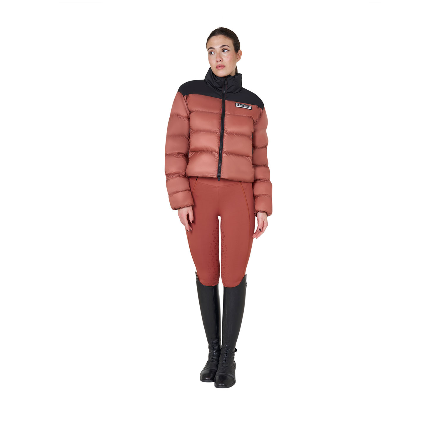 Kurze Damen-Daunenjacke aus Stretchmaterial