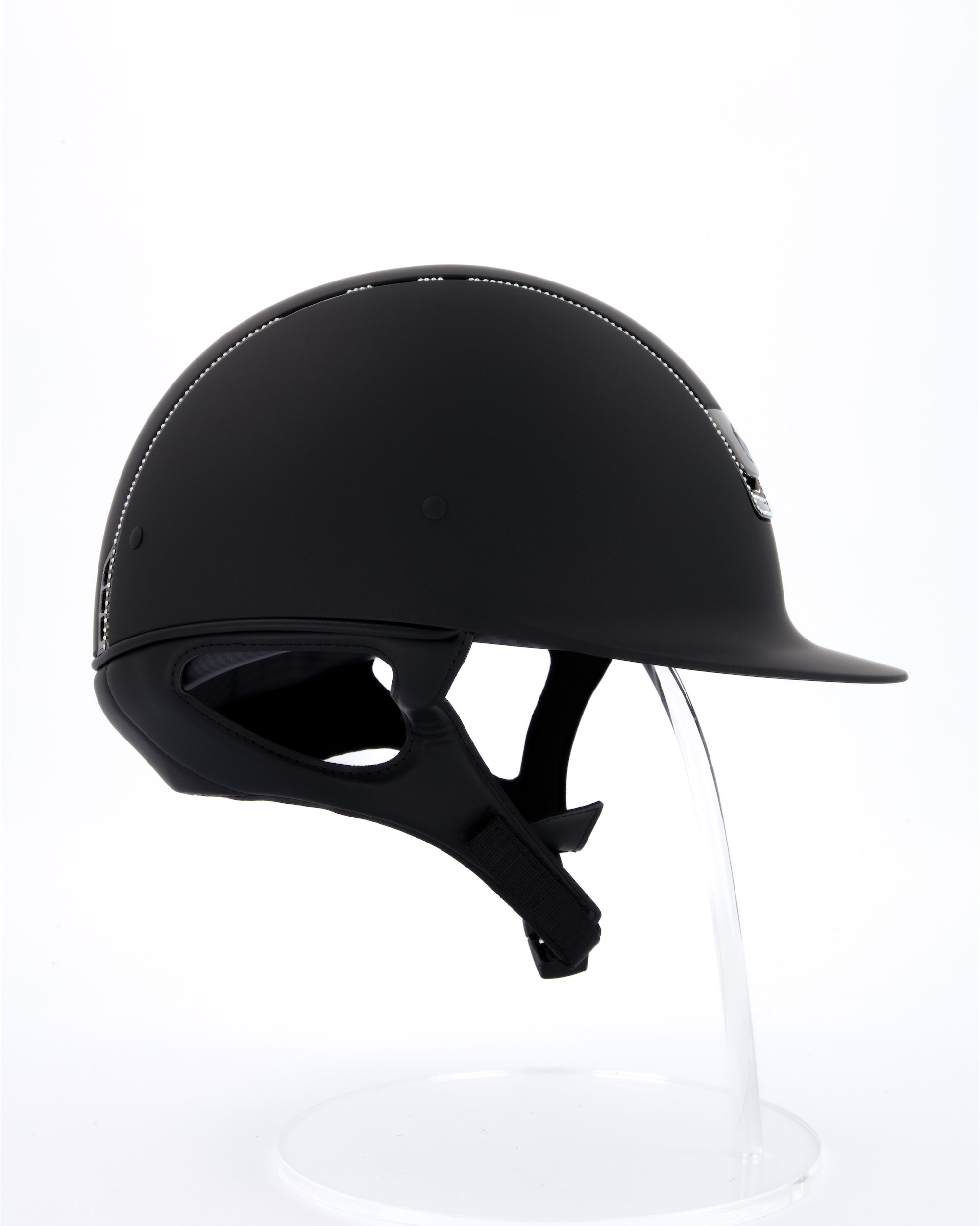 Riding helmet Shadowmatt Chrome black with 255 Swarovski stones Holographic in black