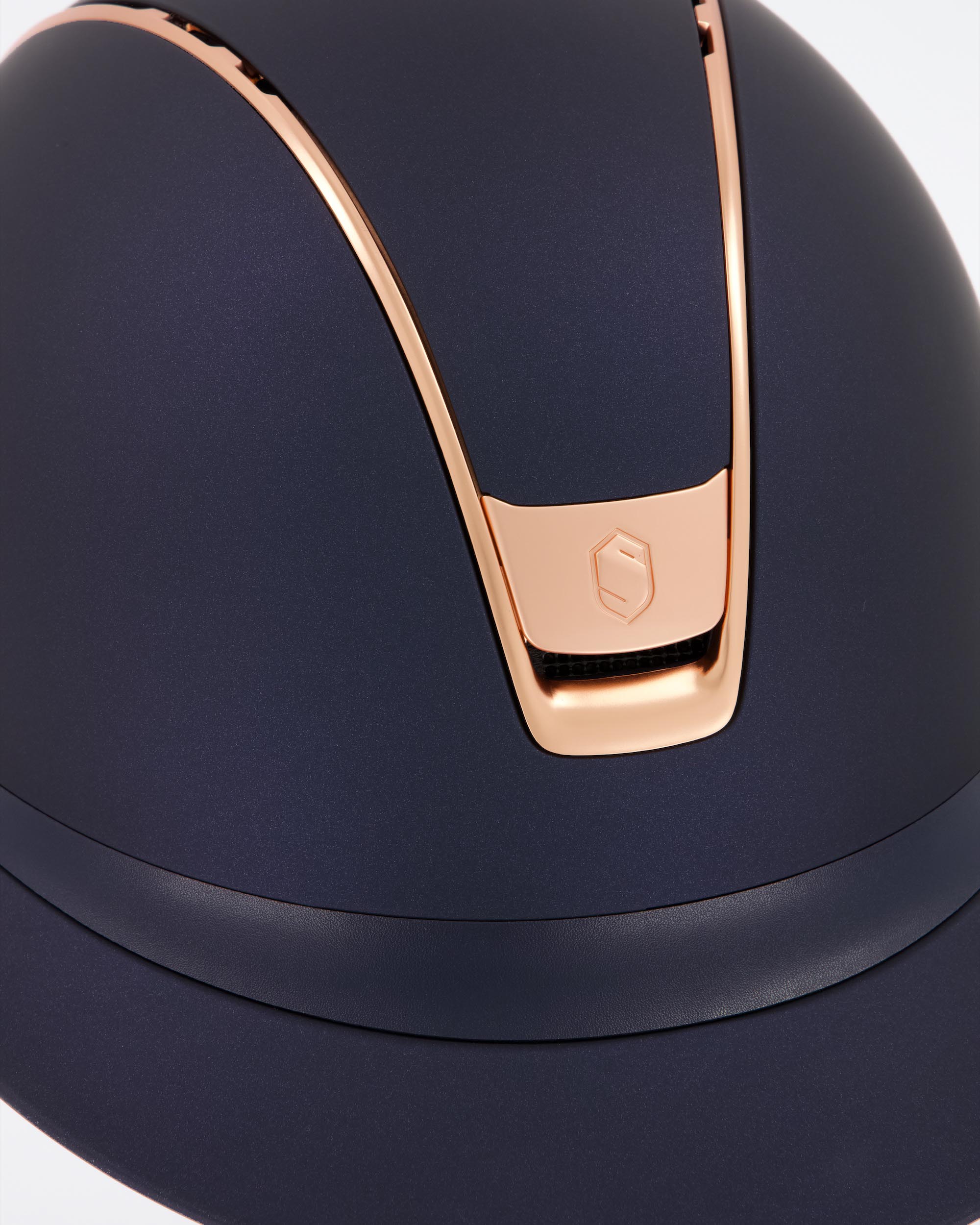 Reithelm 2.0 Miss Shield Shadowmatt Blue, Trim u. Blason Matt Pink Gold in blau