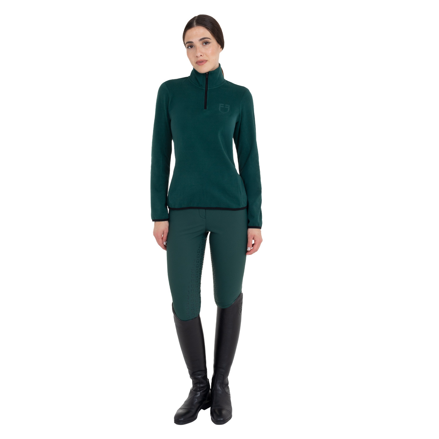 Damen-Fleece-Sweatshirt mit hohem Kragen und 3/4-Reißverschluss