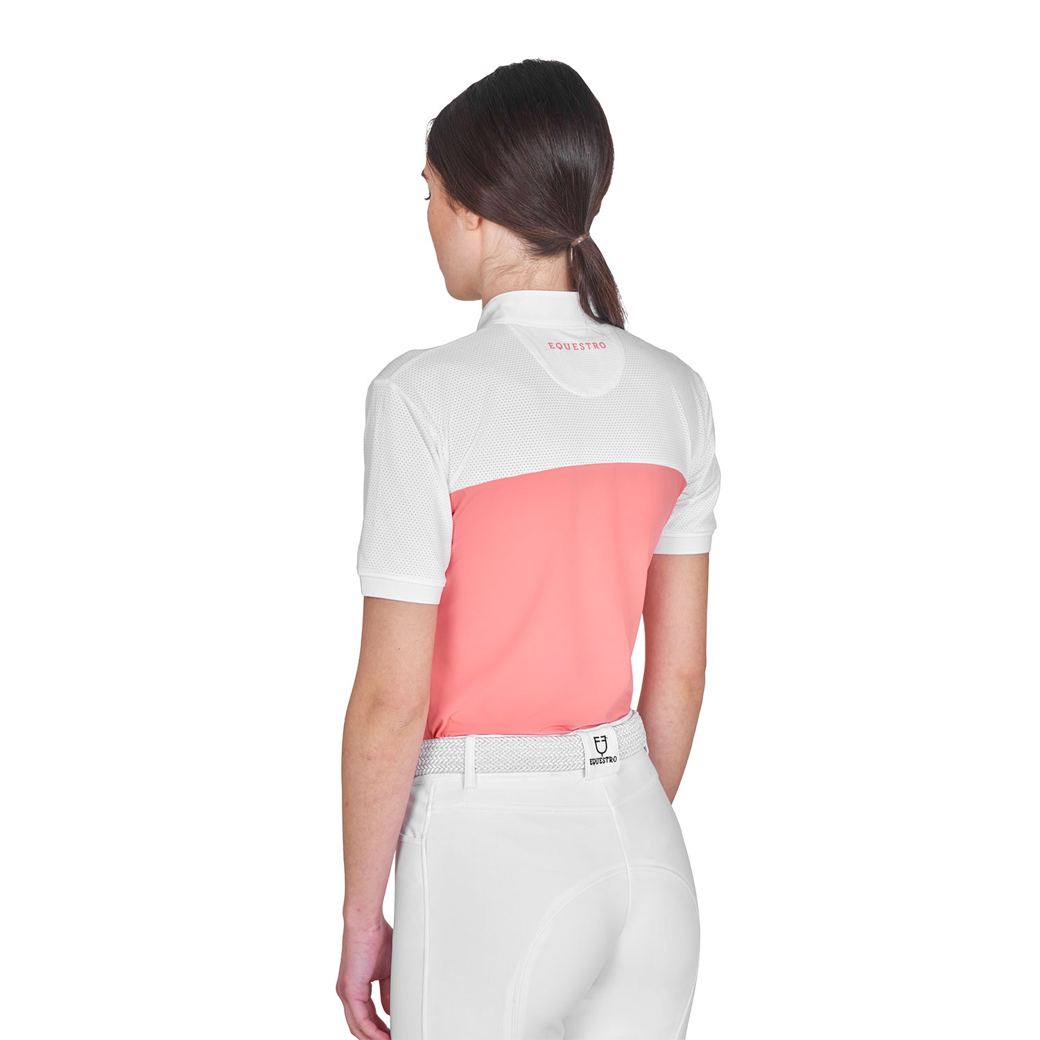 Schmal geschnittenes Damen-Poloshirt aus Funktionsmaterial und Mesh