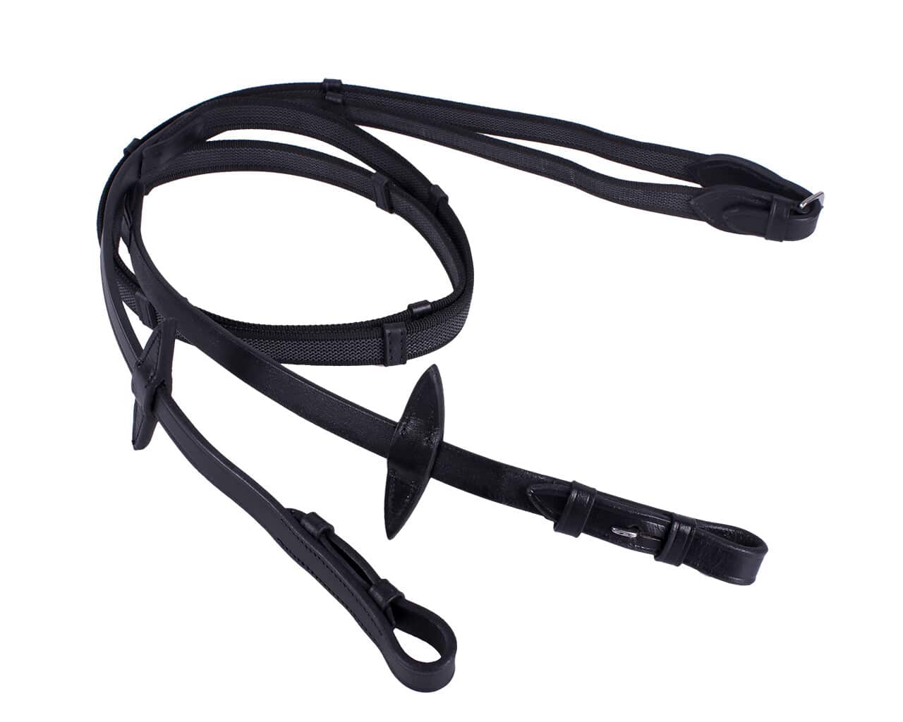 Anti-slip reins with leather stoppers