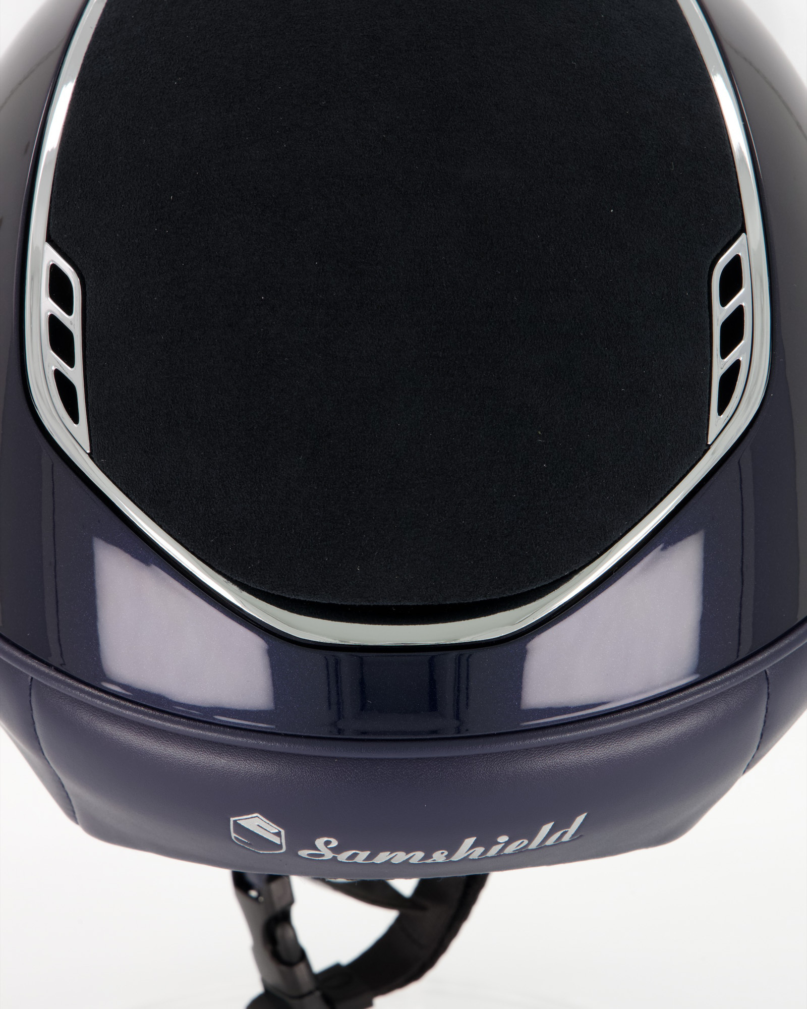 Reithelm Miss Shield 2.0 Shadowglossy, Top Alcantara Blue, Frontal Band Alcantara Blue, Trim Chrome Silver, Blason Crystal Fabric Silver in Blau