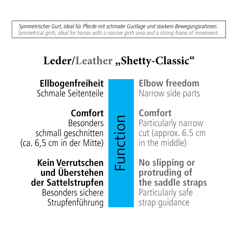 Kurzgurt Leder "Shetty Classic" ohne Elast