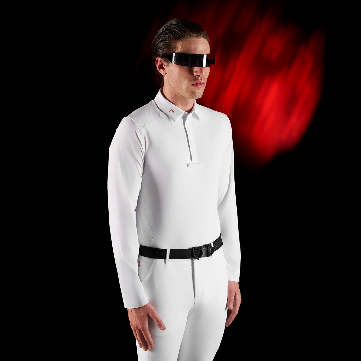 Ridertechnology Herren-Turnierpolo Langarm mit Knöpfen