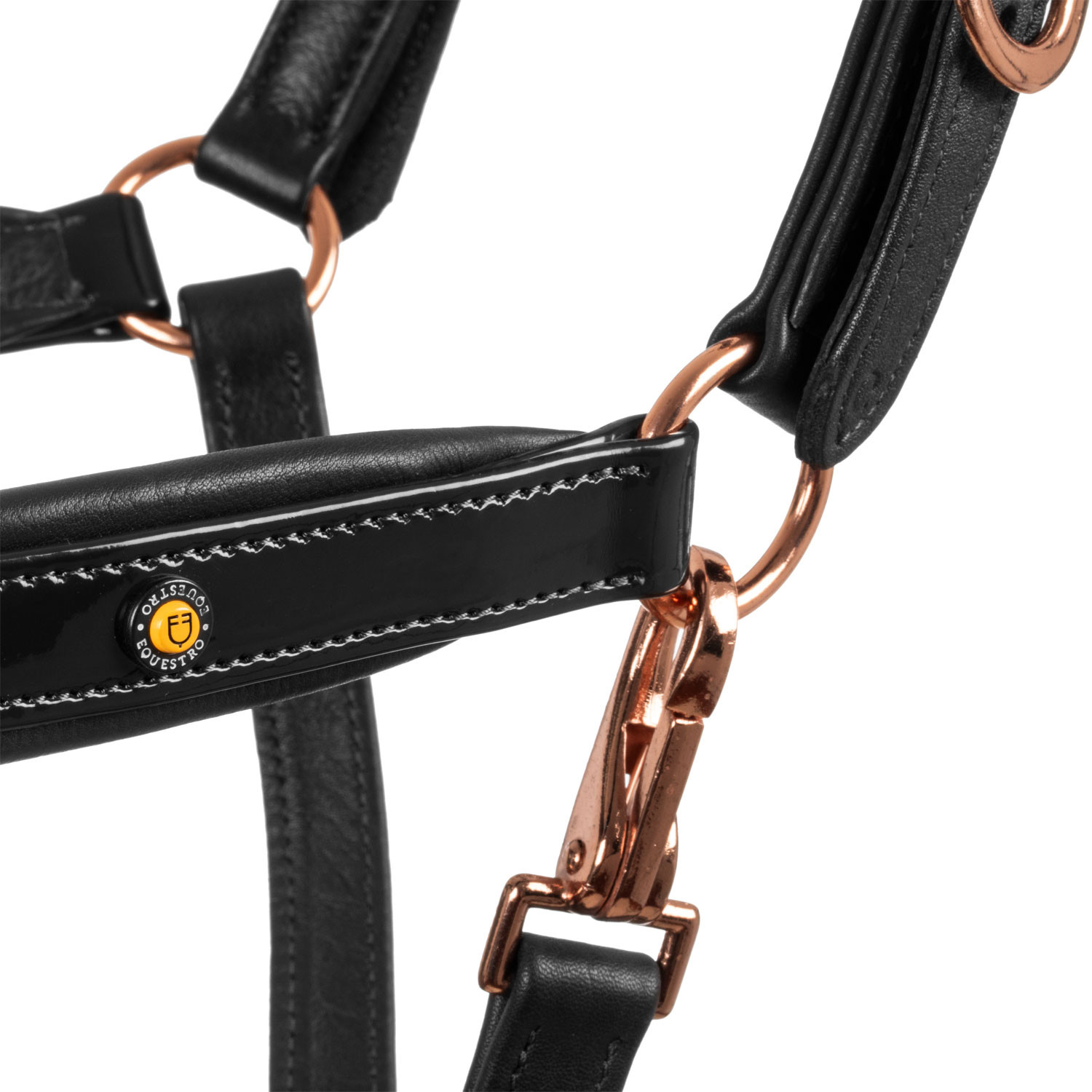 Poliertes Lederhalfter mit Roségold-Schnallen