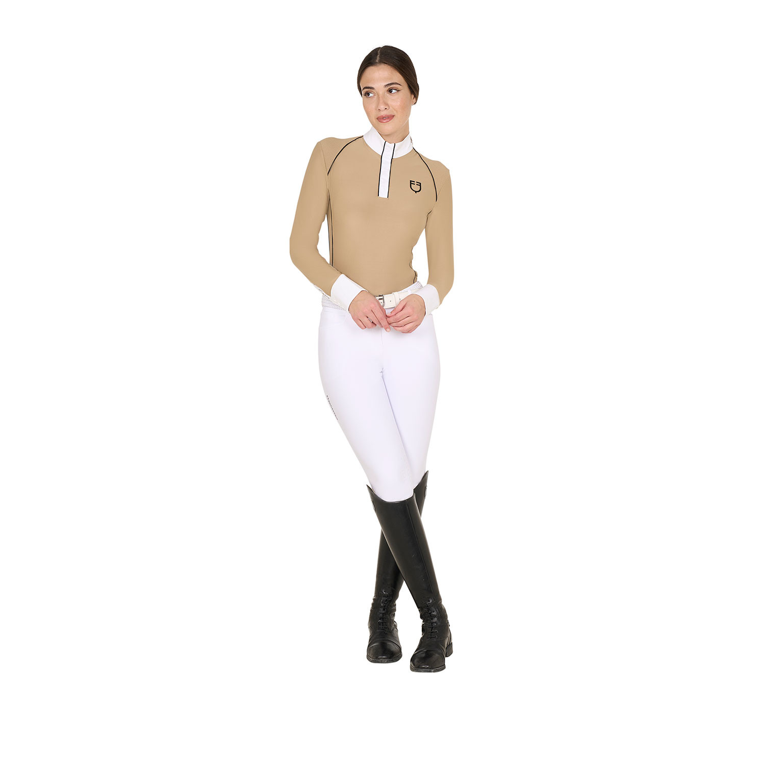Schmal geschnittenes Damen-Turnierpolo mit Mesh-Einsätzen