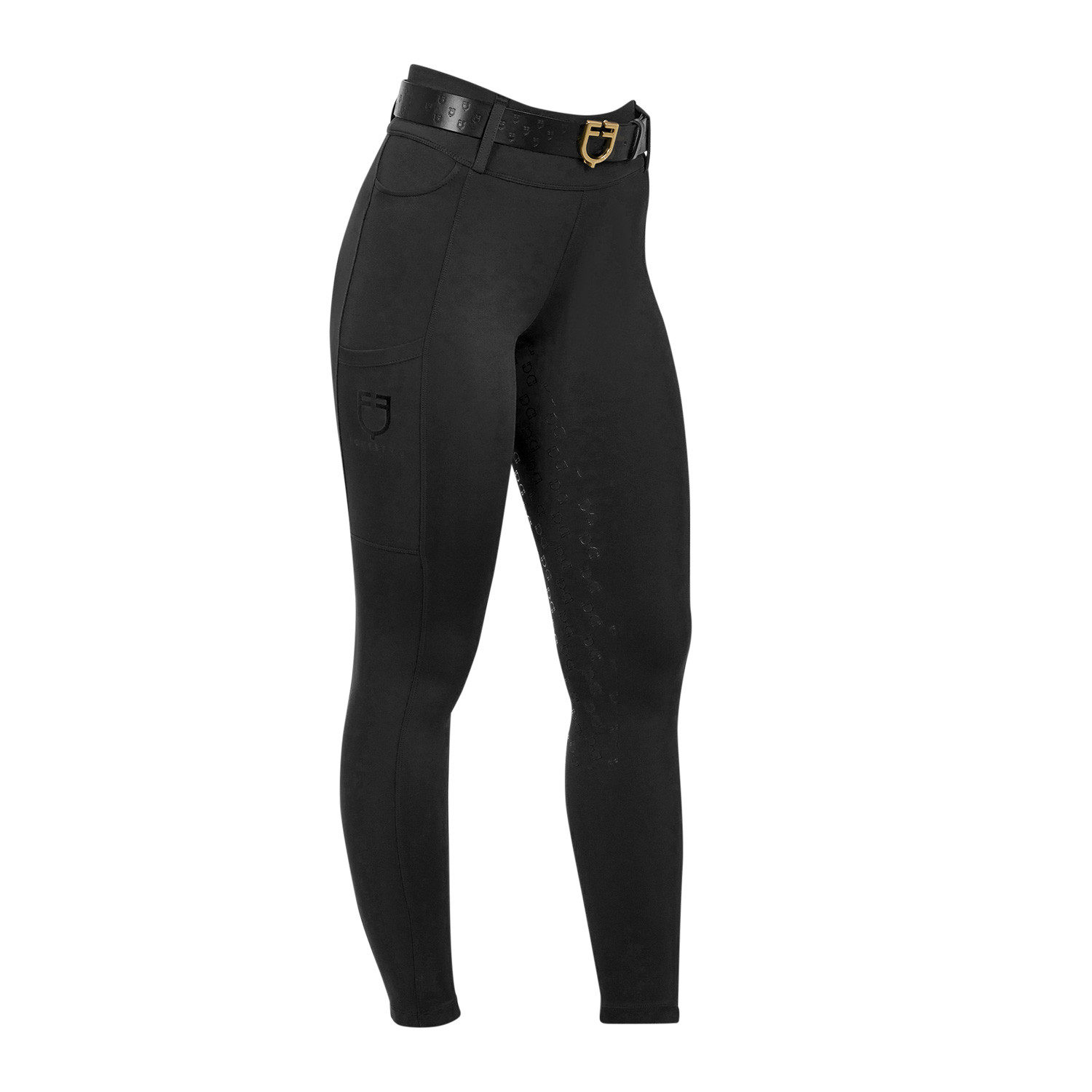 Mädchen-Reitleggings High-Waist Vollbesatz mit Gürtelschlaufen