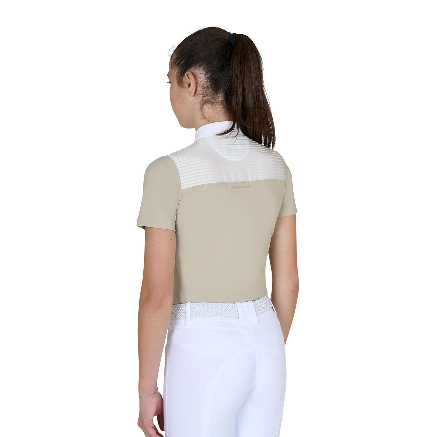 Mädchen-Turnierpolo Slim Fit mit seidigen Stoffeinsätzen
