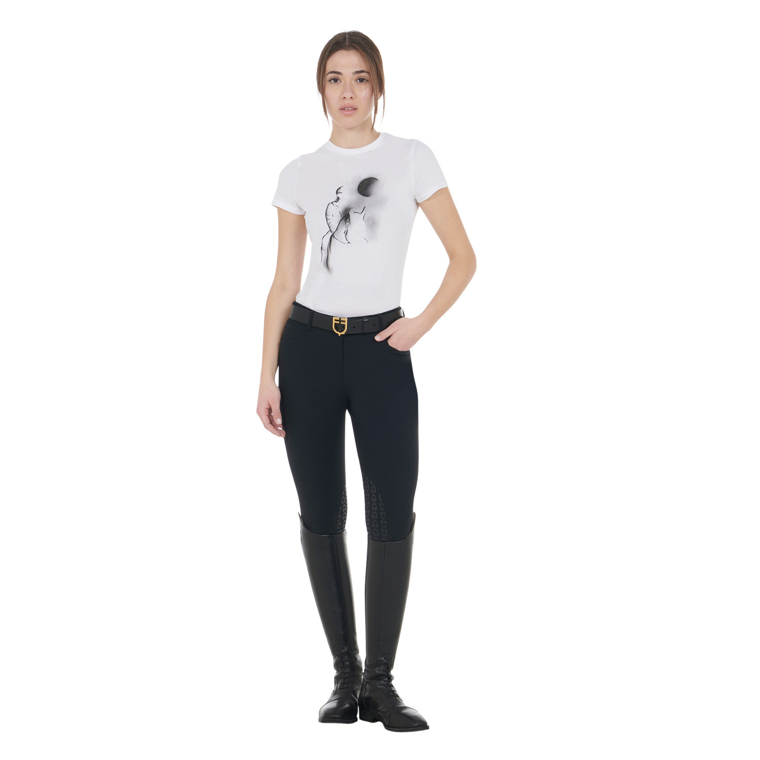Tailliertes T-Shirt mit Moonlight-Print