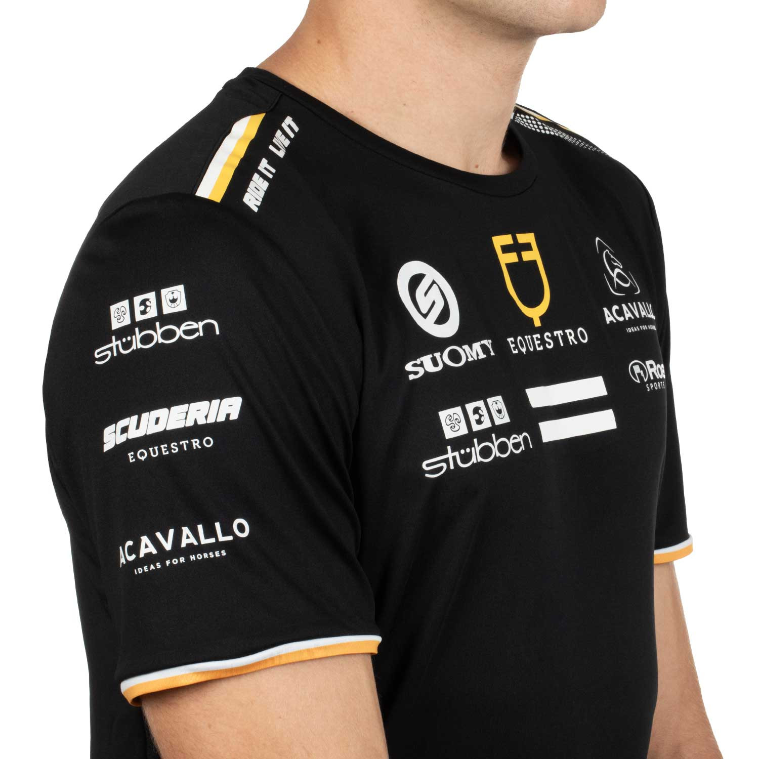 Herren-T-Shirt aus technischem Gewebe mit Multi-Logo