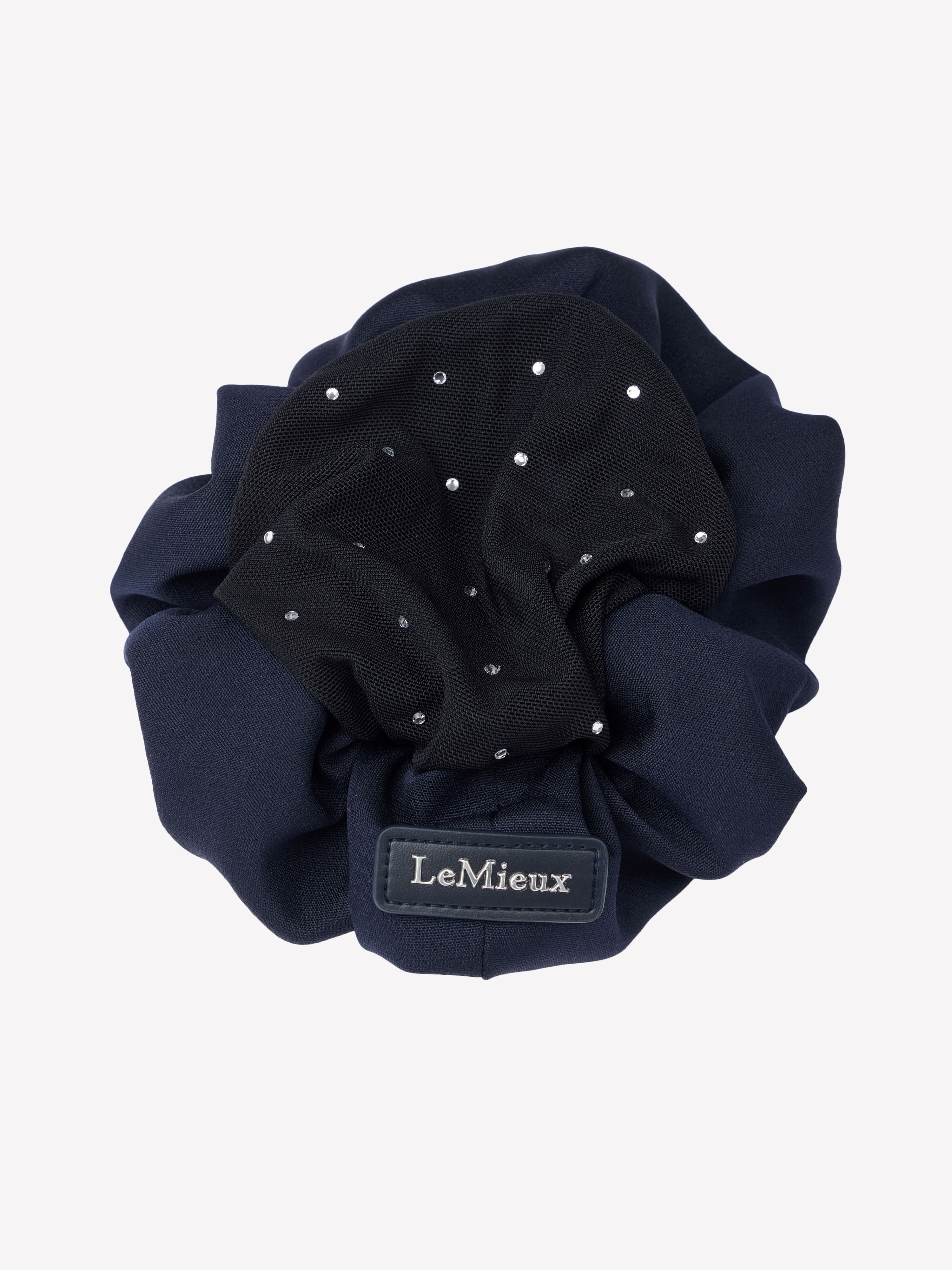 Scrunchie mit Kristall-Haarnetz Navy/Schwarz