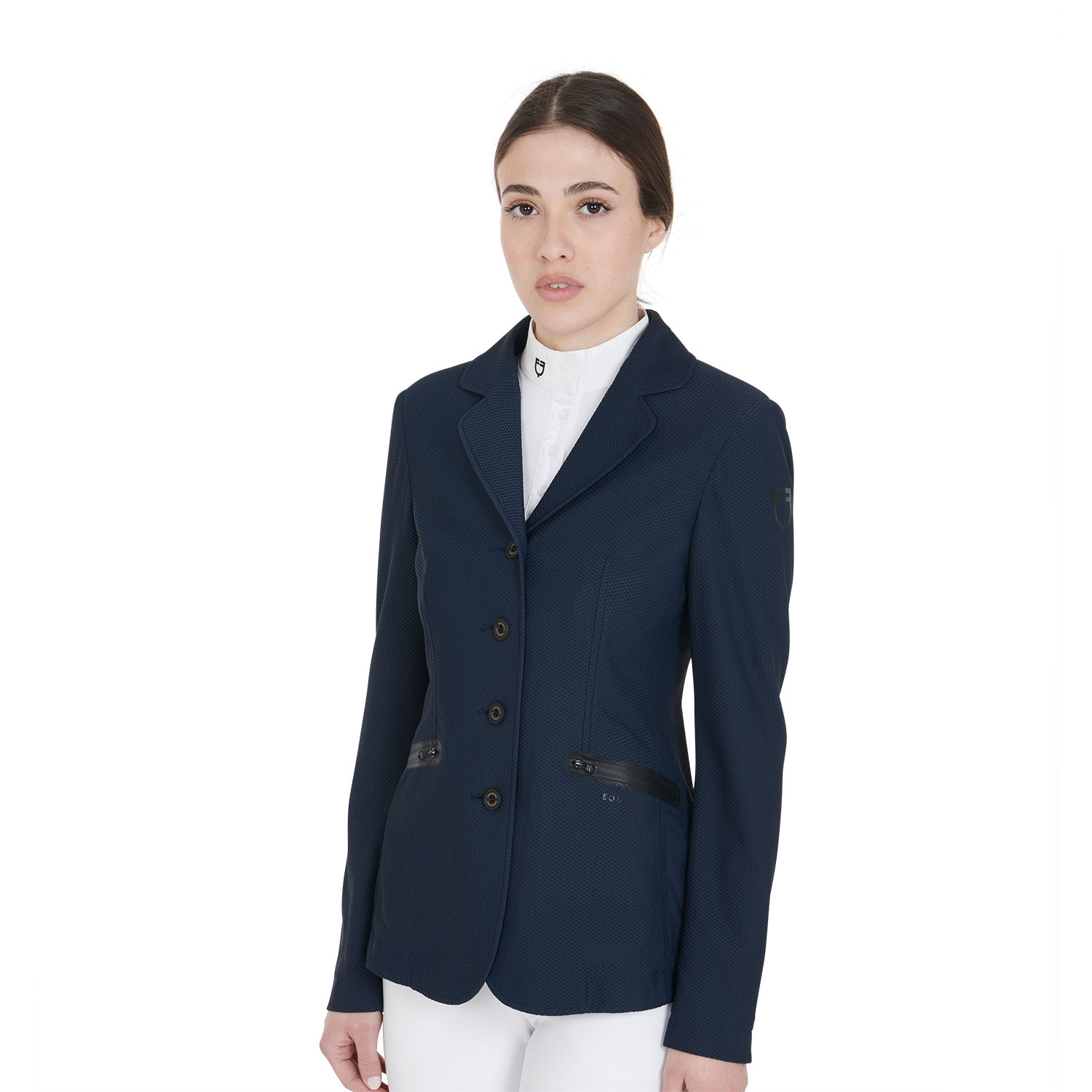 Turnierjacket für Damen mit vier Knöpfen aus perforiertem Stoff