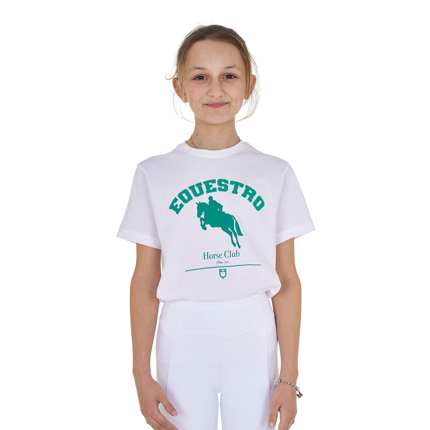 Baumwoll-T-Shirt Jumping Horse Club für Mädchen