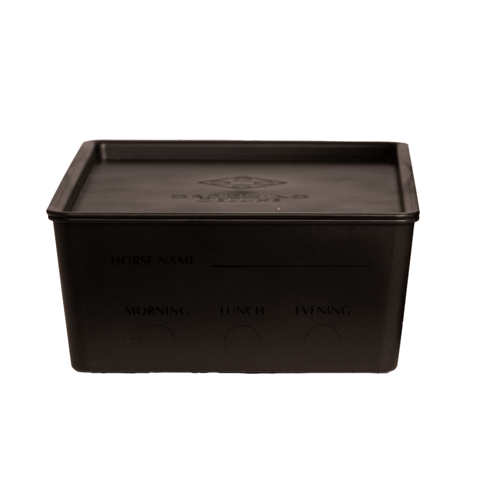Feed box for horses with lid