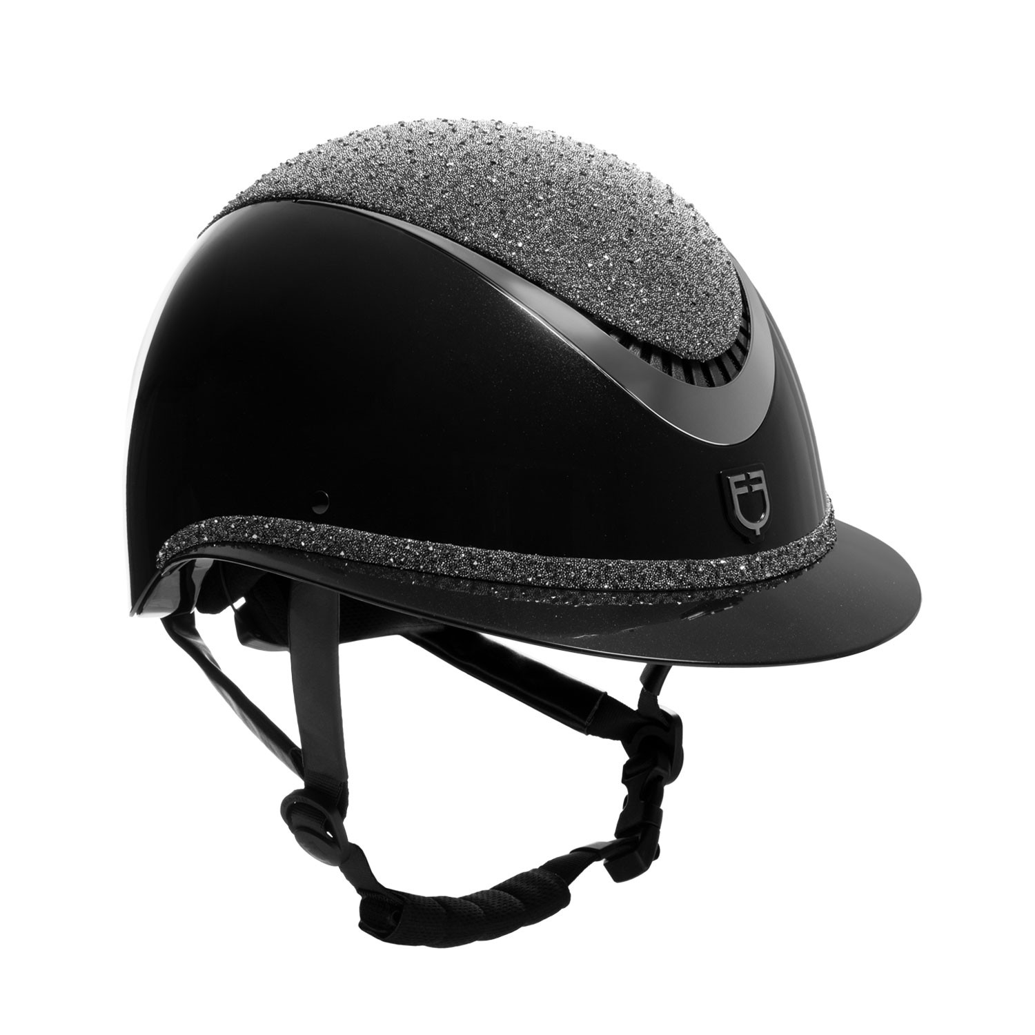 Reithelm mit breitem Visier und Strass, Norm EN 1384-2023