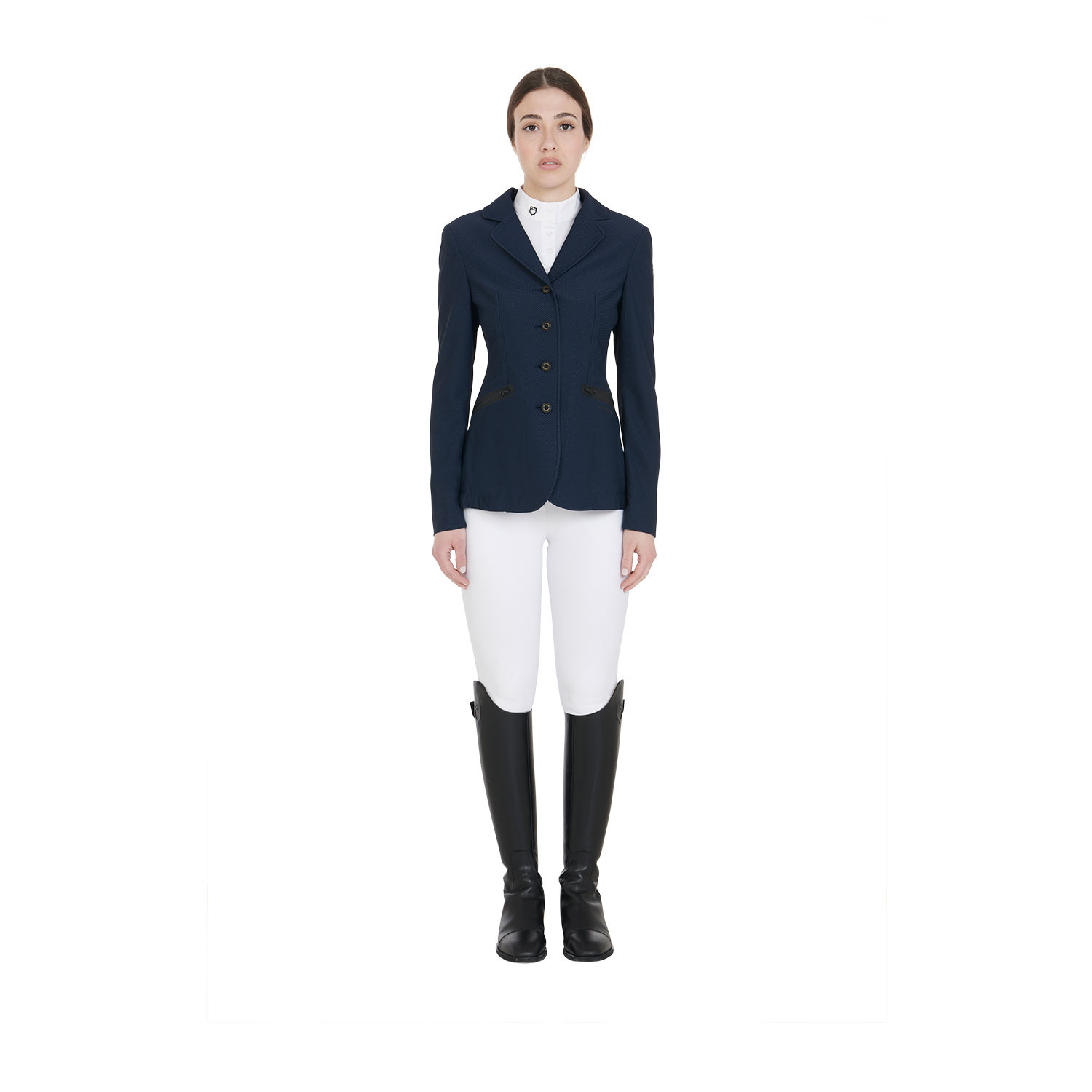 Turnierjacket für Damen mit vier Knöpfen aus perforiertem Stoff