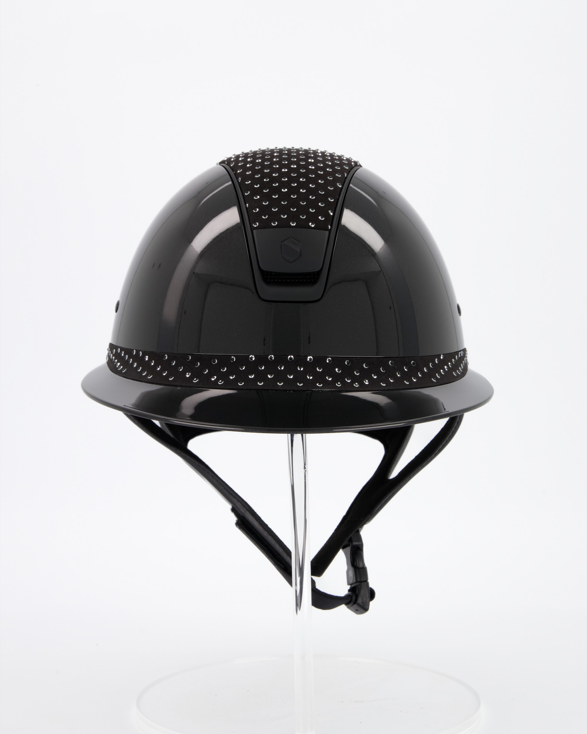 Reithelm Miss Shield Shadowglossy metallic black, Top Sparkling jet light black/alcantara black, Frontal band Sparkling jet light black/alcantara black, Trim Matt black, Blason Matt black