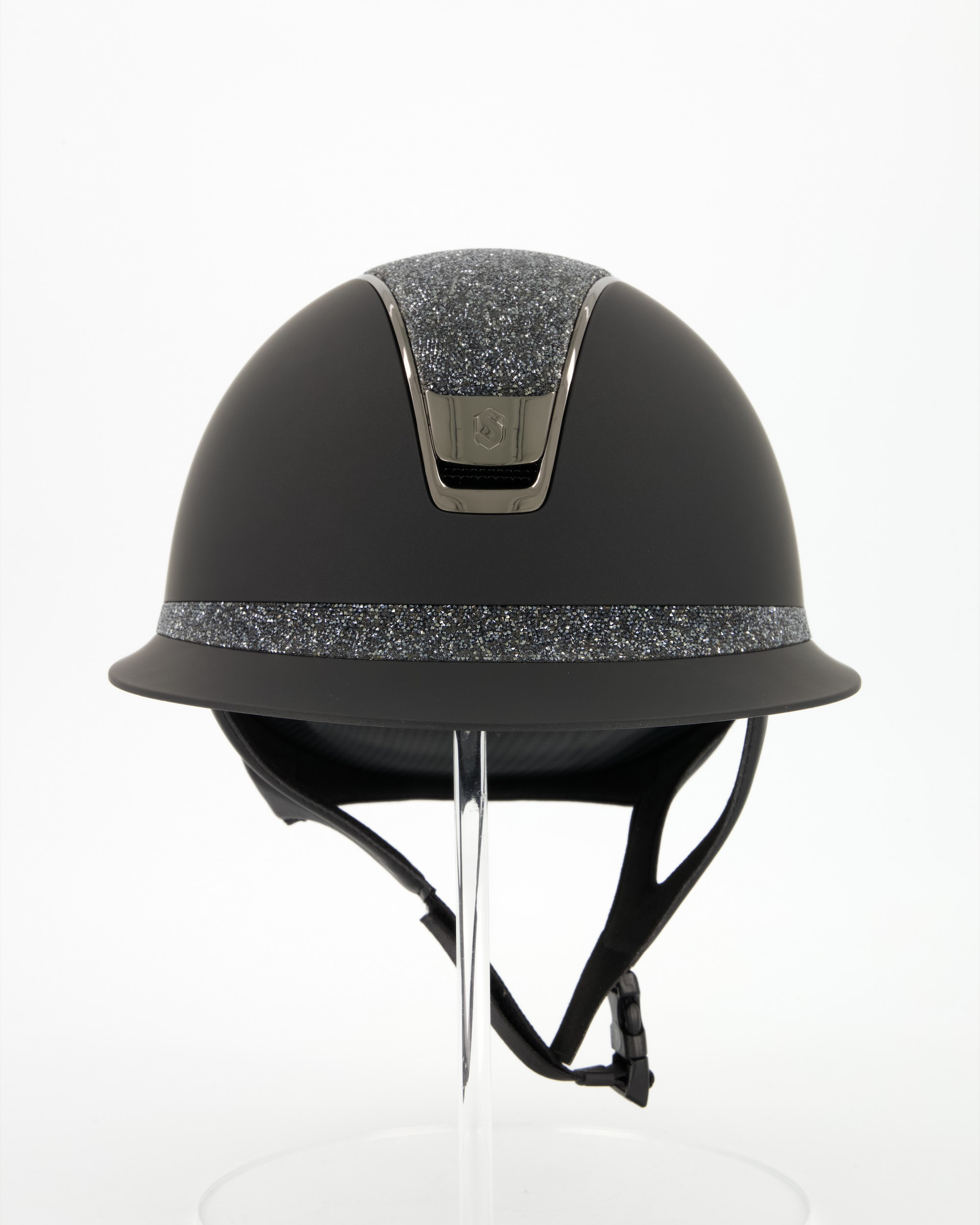 Reithelm 2.0 Miss Shield Shadowmatt, Top u. Frontal Band Ultra Fine Rock Night Shade , Trim u. Blason Chrome Black in schwarz