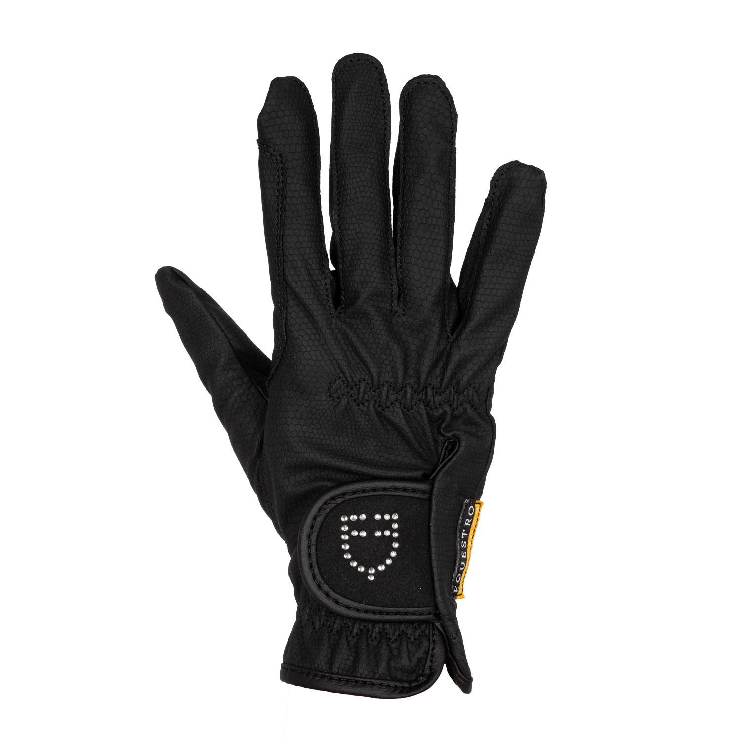 Handschuhe aus weichem technischem Material mit Glitzer-Logo
