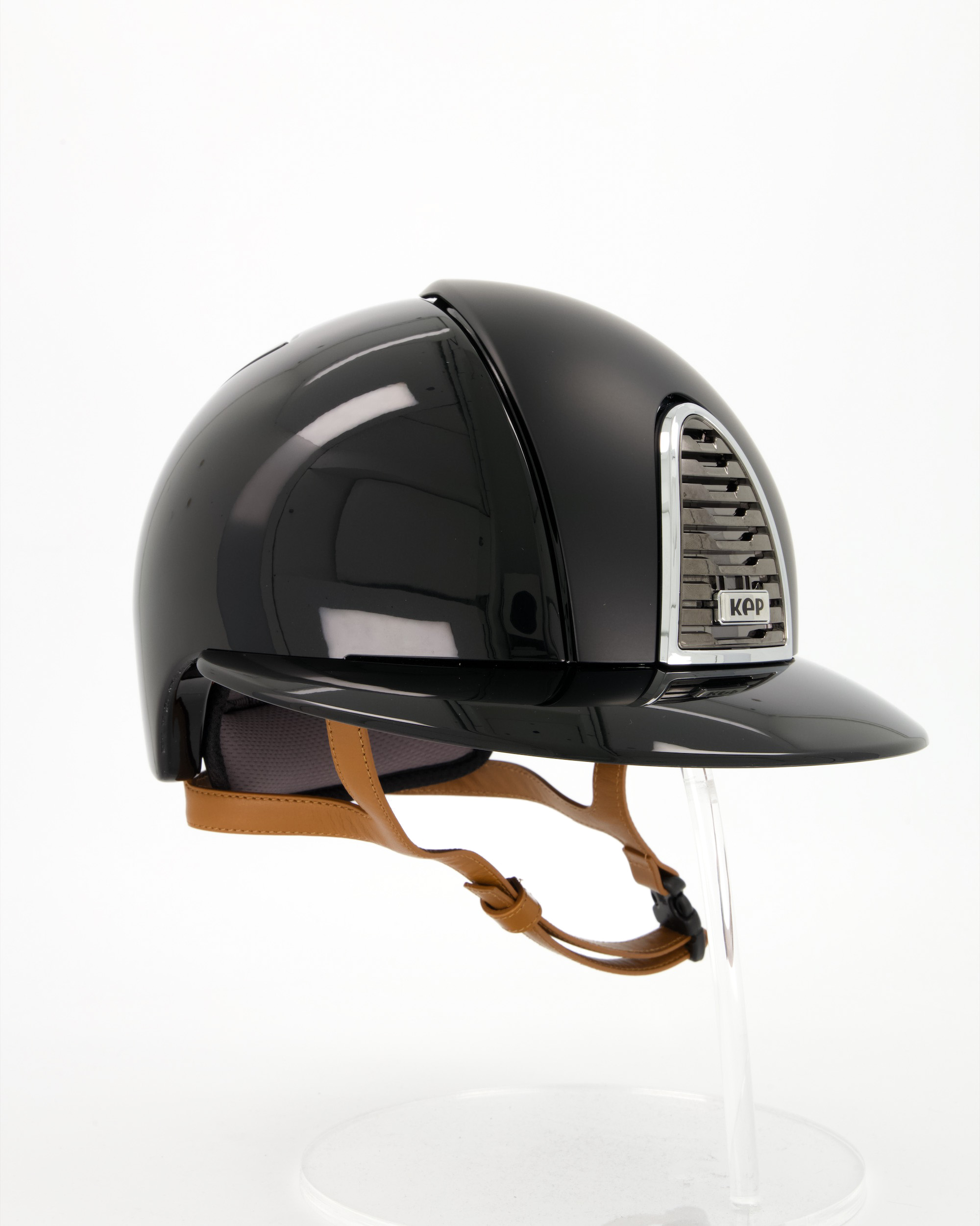 Riding helmet Cromo 2.0 Polish/Textile Polo with beige chin strap in black