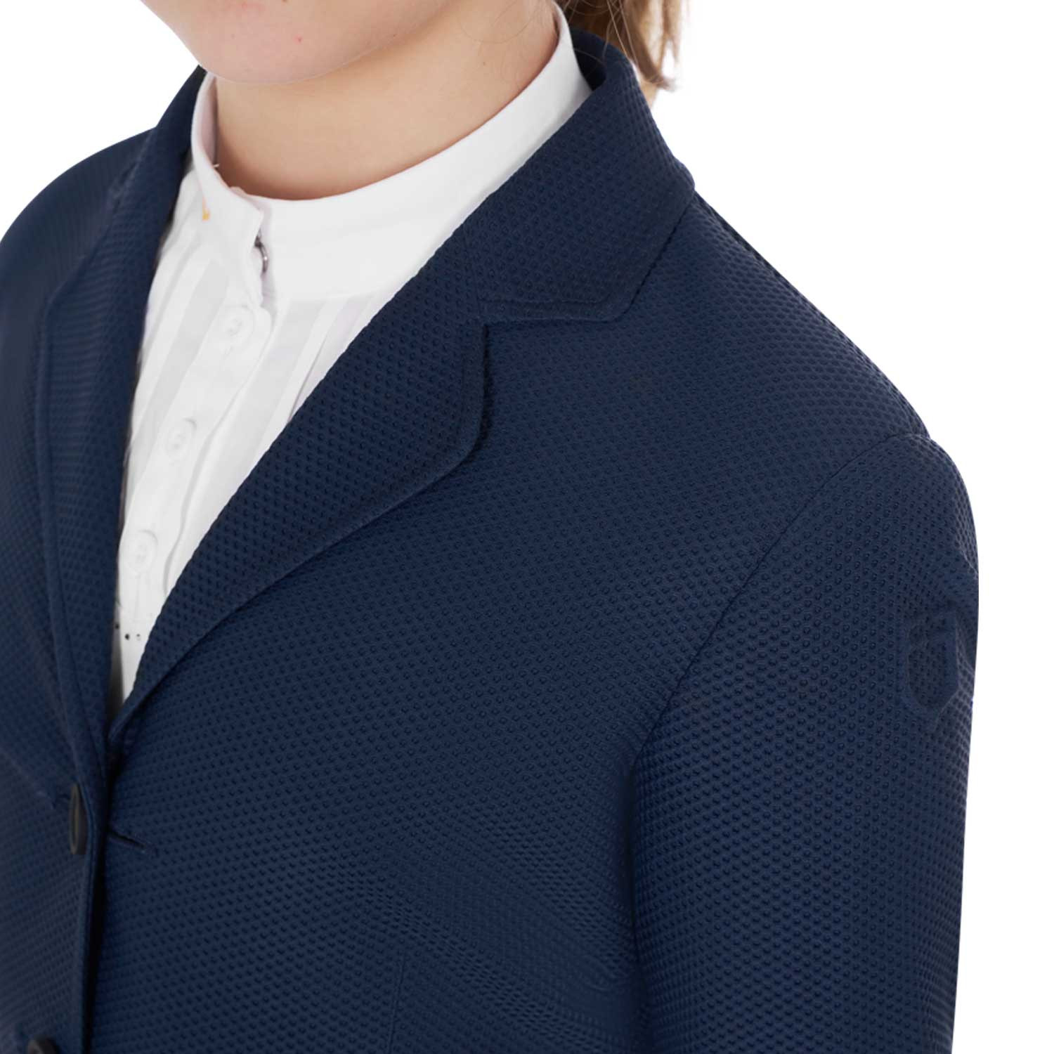 Mädchen-Turnierjacke mit drei Knöpfen aus perforiertem Gewebe