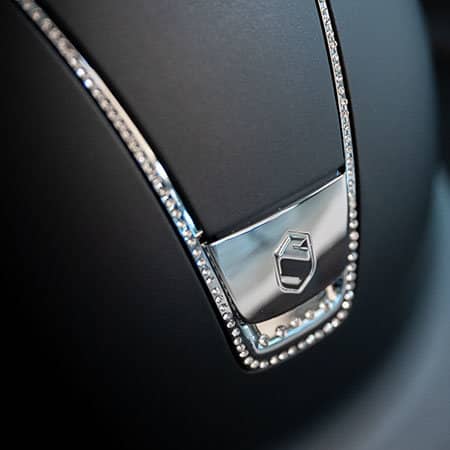 Samshield Reithelm Zierleiste Nahaufnahme einer Zierleiste mit Glitzersteinen